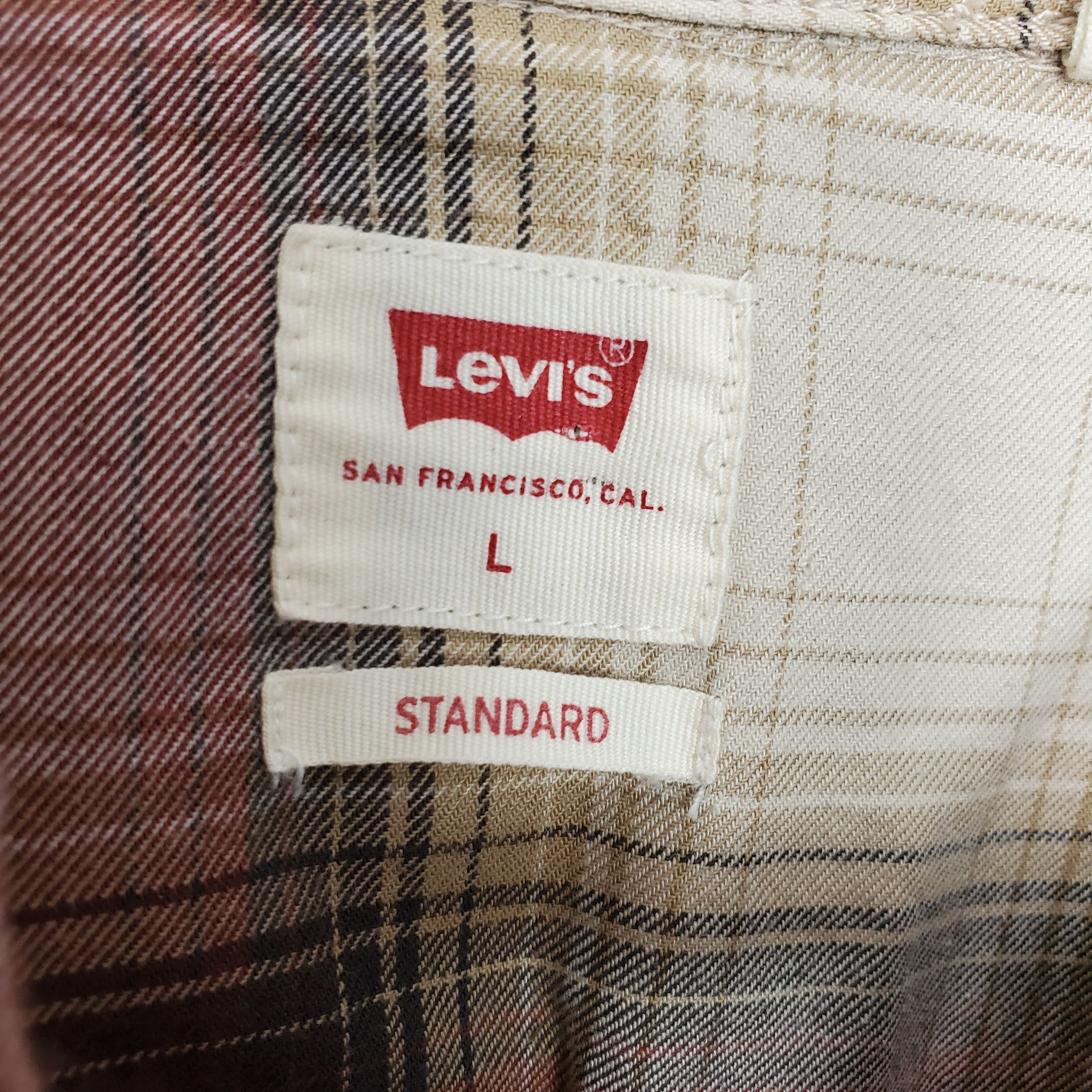 Levi's Levi's Pearl Snap Western Shirt in Tan And Red Plaid SZ:L Size US L / EU 52-54 / 3 - 4 Thumbnail