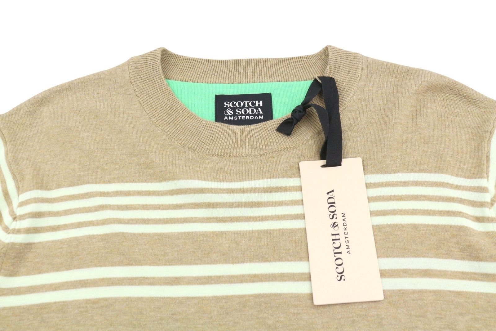 Scotch & Soda M Brown Striped Crew Neck Knitted Pull On Jumper 91036 Size US M / EU 48-50 / 2 - 5 Thumbnail