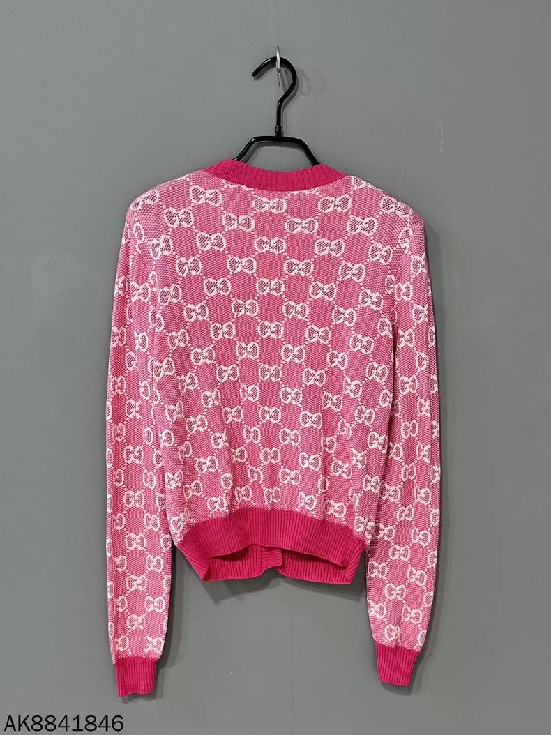Gucci Gucci Pink full-print gold-button cardigan sweater 2502-Nex Size US XXS / EU 40 - 3 Thumbnail