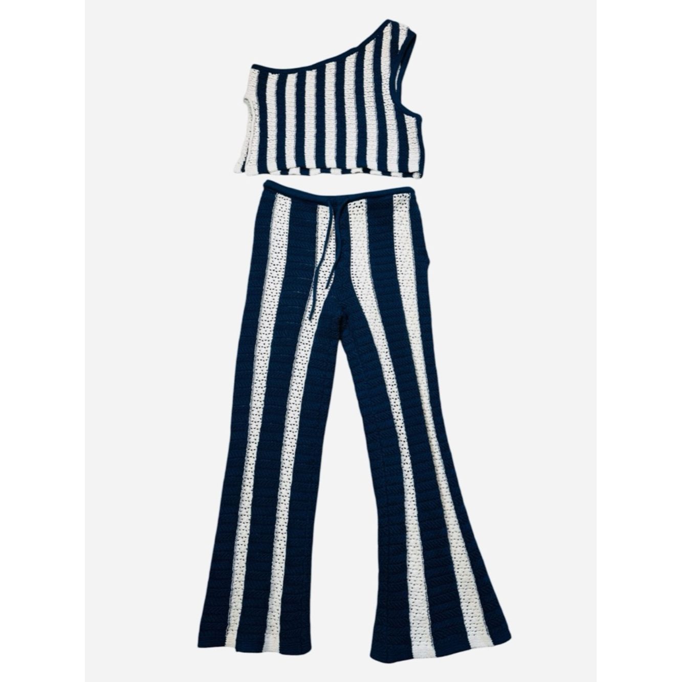 Free People New Free People Joan Fauxchet Top Pants Set In Navy Combo S Size 26" / US 2 / IT 38 - 4 Thumbnail