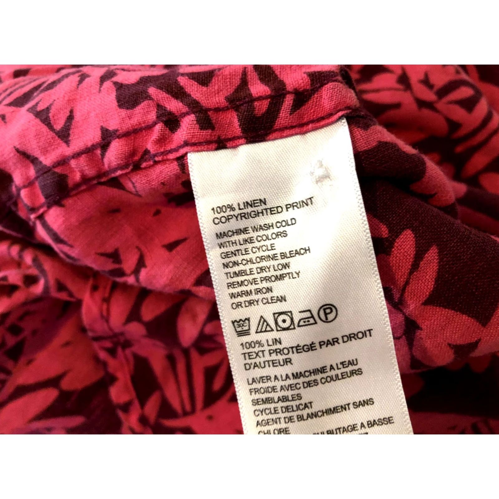 Tommy Bahama VINTAGE Womens Tommy Bahama Linen Dress Shirt M Medium Red Button Blouse Size M / US 6-8 / IT 42-44 - 5 Thumbnail