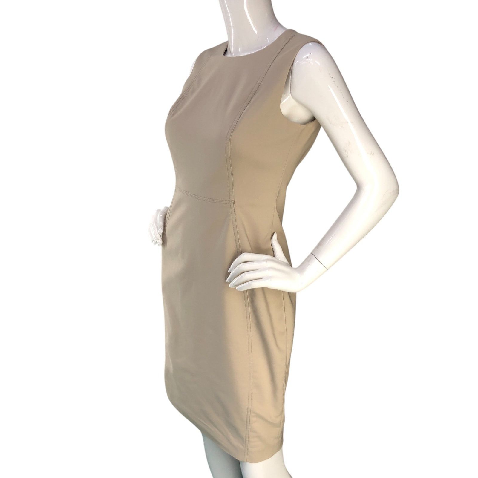 Calvin Klein Calvin Klein Size 4 Dress Sheath Sleeveless Stretch Khaki Size S / US 4 / IT 40 - 4 Thumbnail
