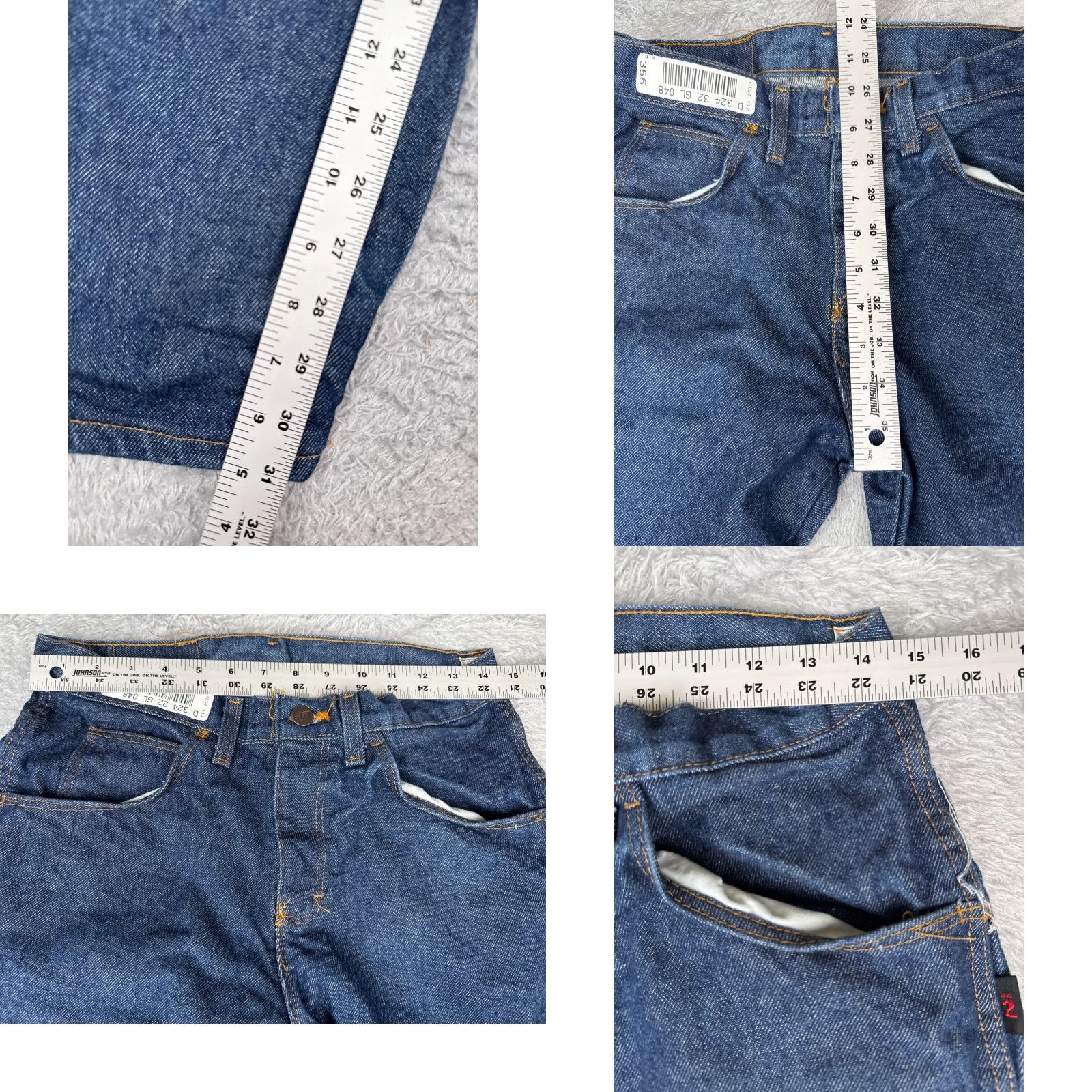Denime UniFirst Jeans Men 30x32 Blue Denim Straight Leg 5-Pocket Design Regular Fit 30 in Inseam Blue Jeans Men Size US 30 / EU 46 - 8 Thumbnail