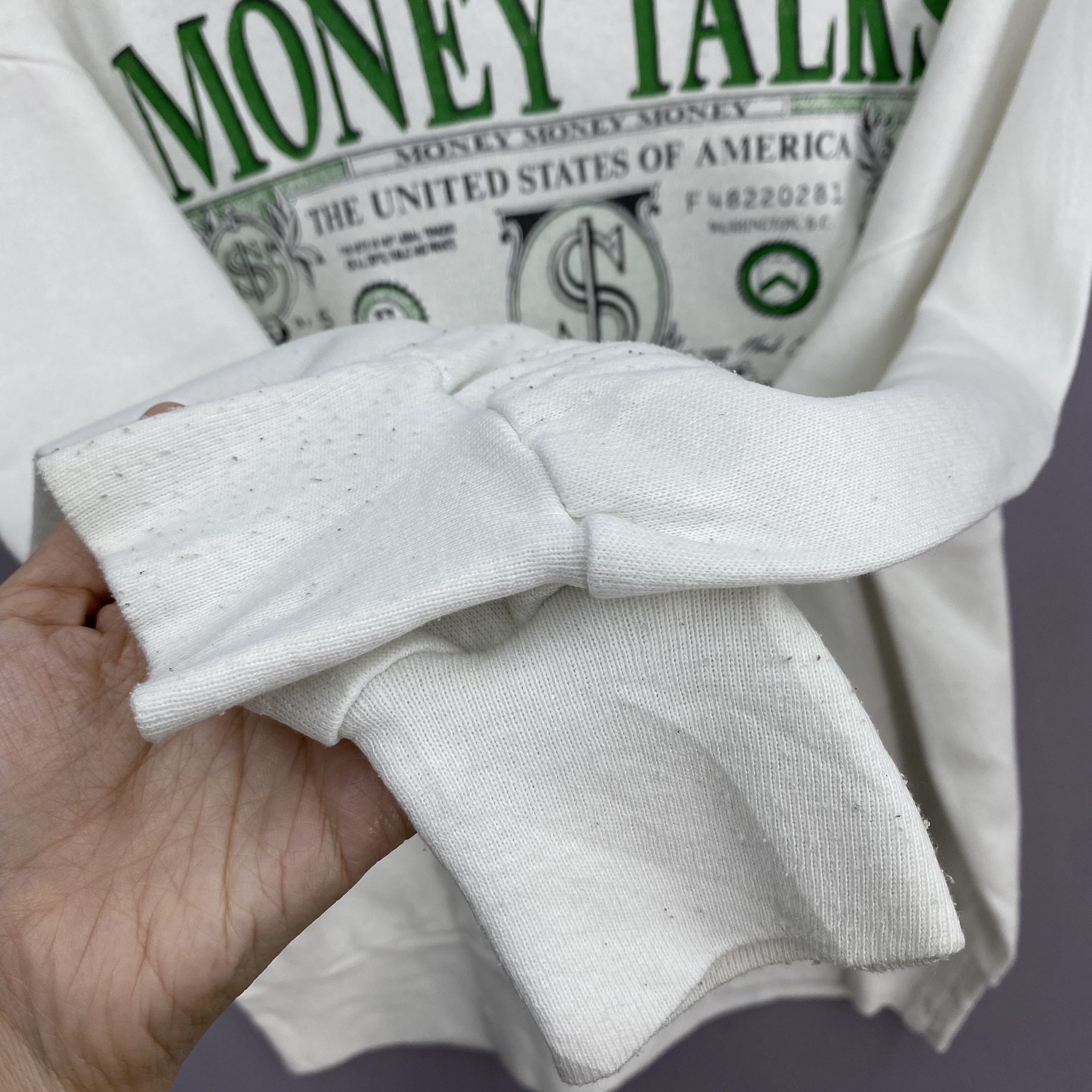 Vintage Vintage 90s Money Talk Bullshit Walks Sweater Funny Parody Size US L / EU 52-54 / 3 - 4 Thumbnail