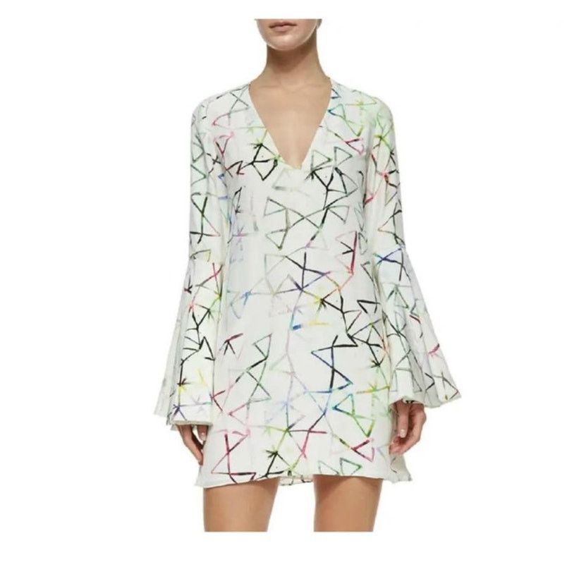ALEXIS Alexis Giovanna Bell Sleeve 100% silk Mini Dress size L 8-10 Size L / US 10 / IT 46 - 1 Thumbnail