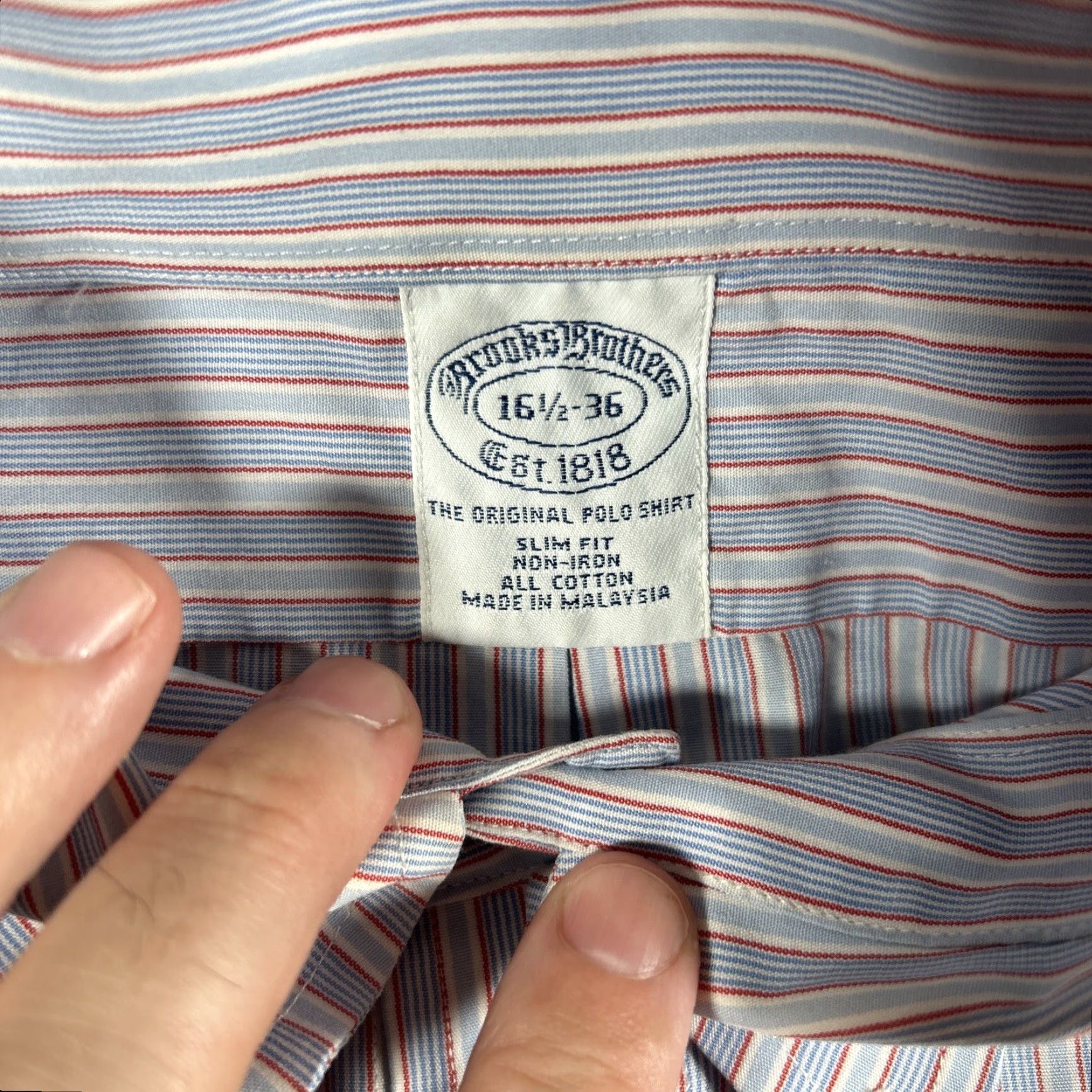 Brooks Brothers Brooks Brothers Button-Down Shirt Blue Stripe 16.5-36 Mens Long Sleeve Non-Iron Casual Regular Button-Up Collared Woven Cotton Shirt Size US XL / EU 56 / 4 - 3 Thumbnail