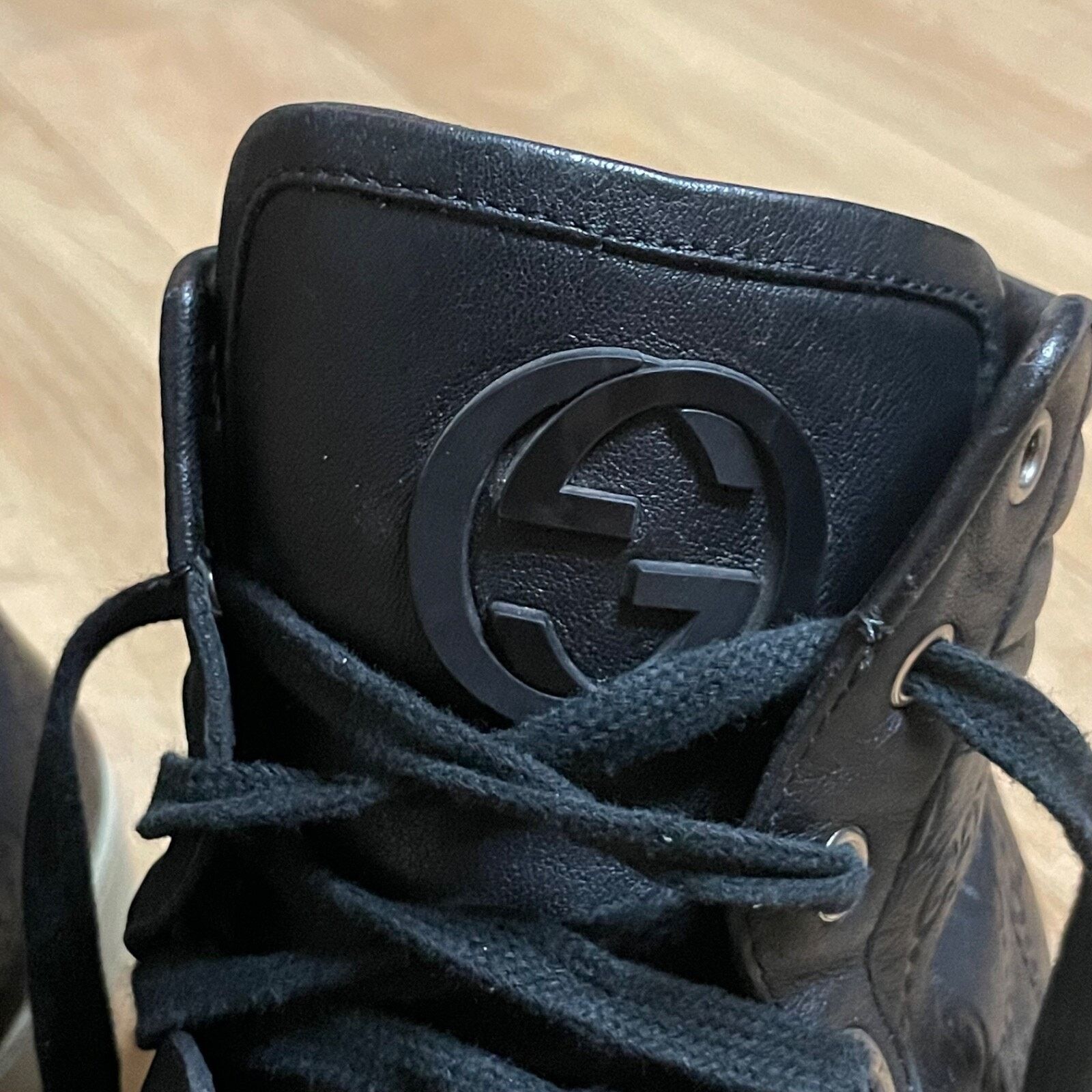 Gucci GUCCI Sneakers GG Web Dapper Black Leather High Top Monogram Size US 12 / EU 45 - 14 Thumbnail