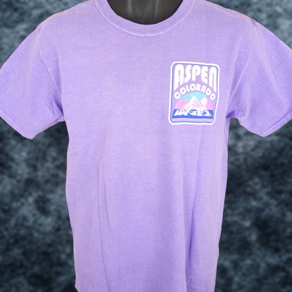 Gildan Aspen Colorado T Shirt Mens Medium Purple Ski Travel Destination Tee Size US M / EU 48-50 / 2 - 1 Thumbnail