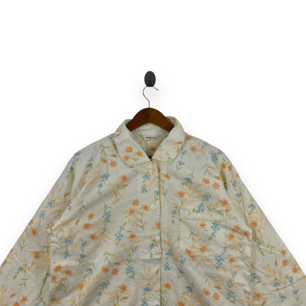 Vintage Vintage VALENTINO VASARI ITALY Floral Pajama Tee Shirt Soft Size L / US 10 / IT 46 - 2 Thumbnail