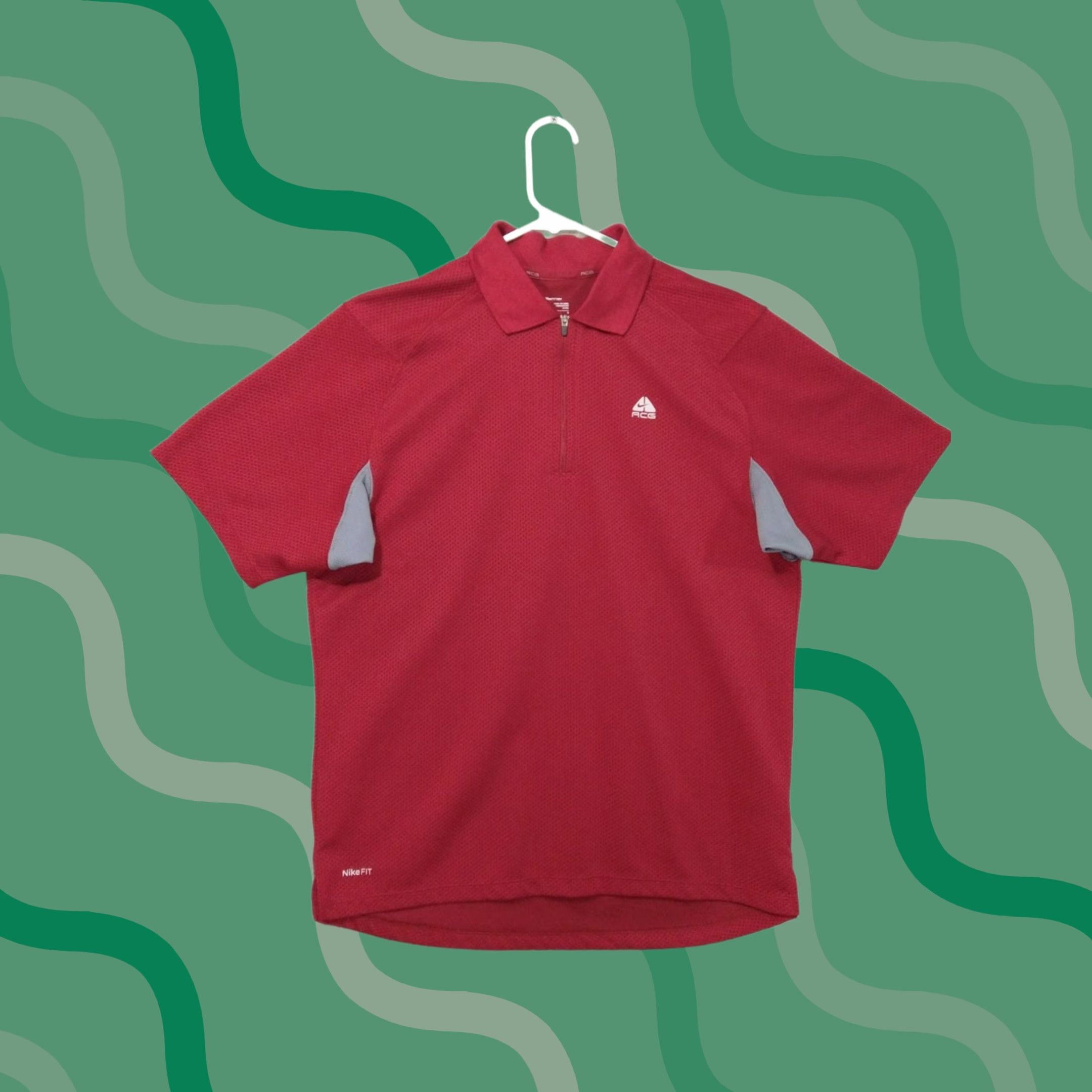 Nike ACG Nike ACG Shirt Mens M Red Nike Dri-Fit Polo Short Sleeve 1/4 Zip Outdoor Sports Golf Polo Shirt Size US M / EU 48-50 / 2 - 1 Thumbnail