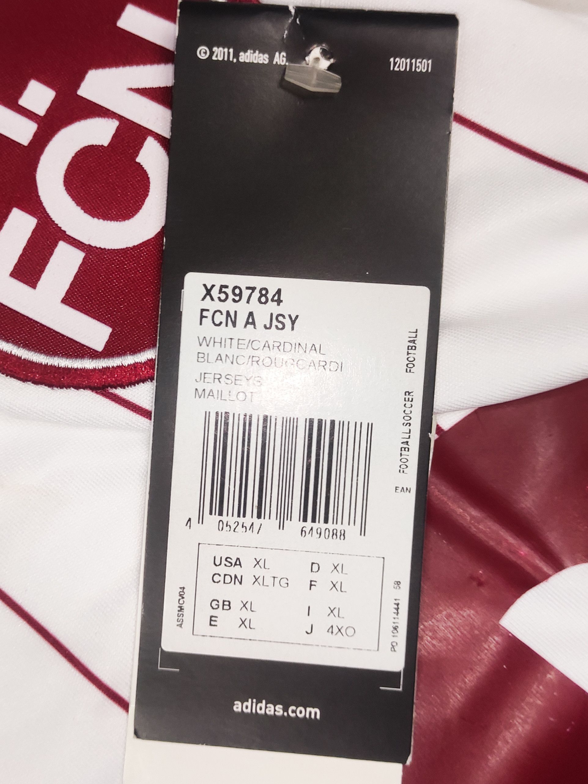 Adidas BNWT 1. FC Nürnberg Adidas 2012 2013 2014 Home Shirt "NKD" Size US XL / EU 56 / 4 - 5 Thumbnail