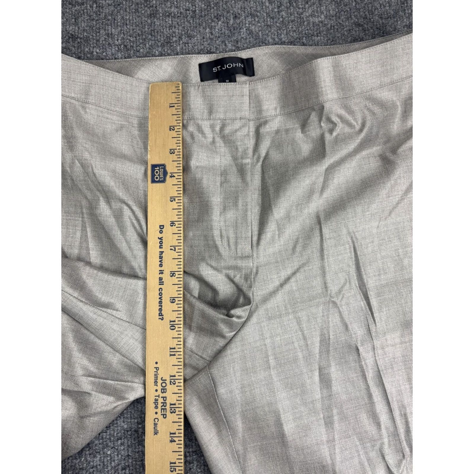 St. John St. John Dress Pants Womens 14 Beige Twill Straight Leg Classic Workwear Size 36" / US 14 / IT 50 - 4 Thumbnail