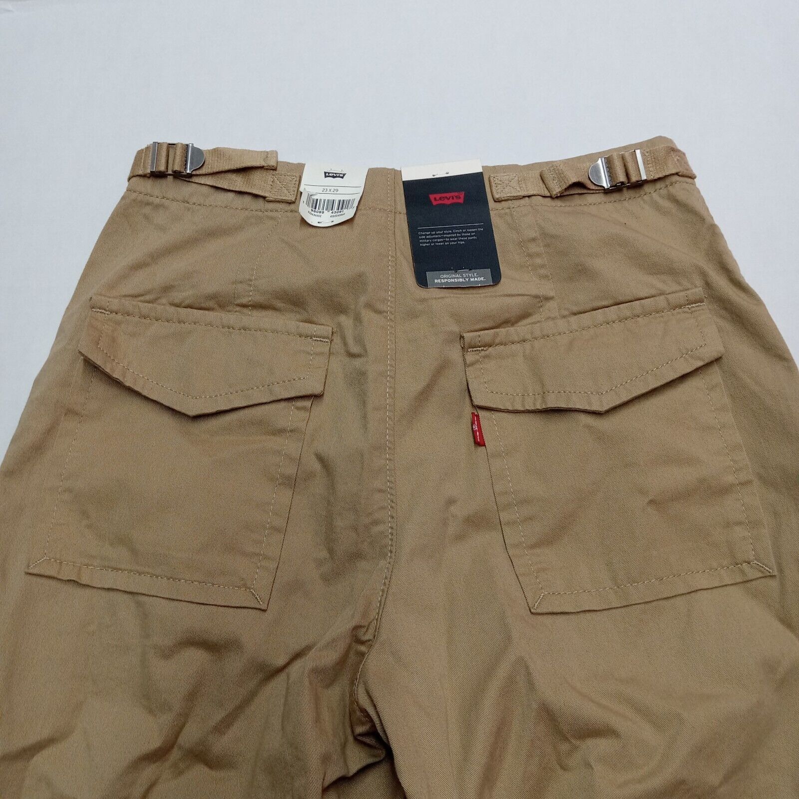 Levi's Levis Women's Baggy Chino Pants 23x29 Wide Leg Beige Flare Size 23" - 7 Thumbnail