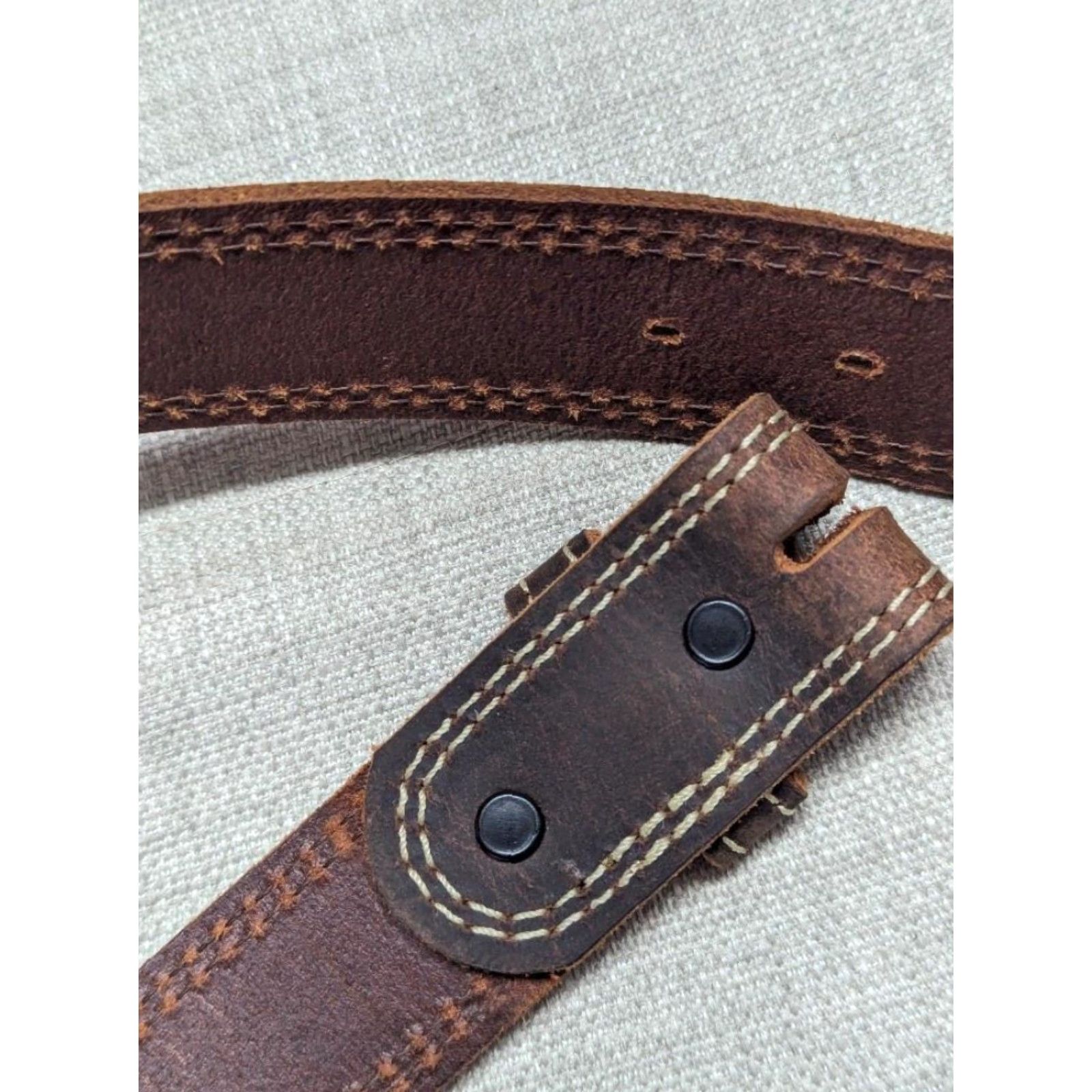 Vintage VINTAGE NOCONA belt Buckle Cowhide Leather 38 Men Brown Stitching Western Belt Size 38 - 5 Thumbnail