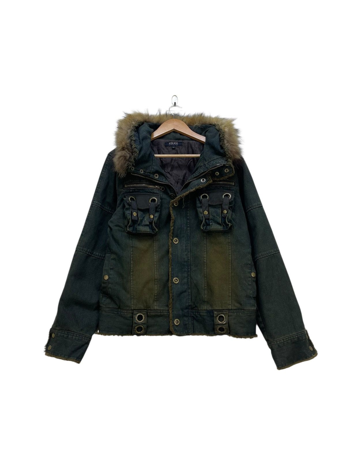 In The Attic 💥 In the Attic Reconstructed Denim Jeans Fur Jacket Size US M / EU 48-50 / 2 - 4 Thumbnail