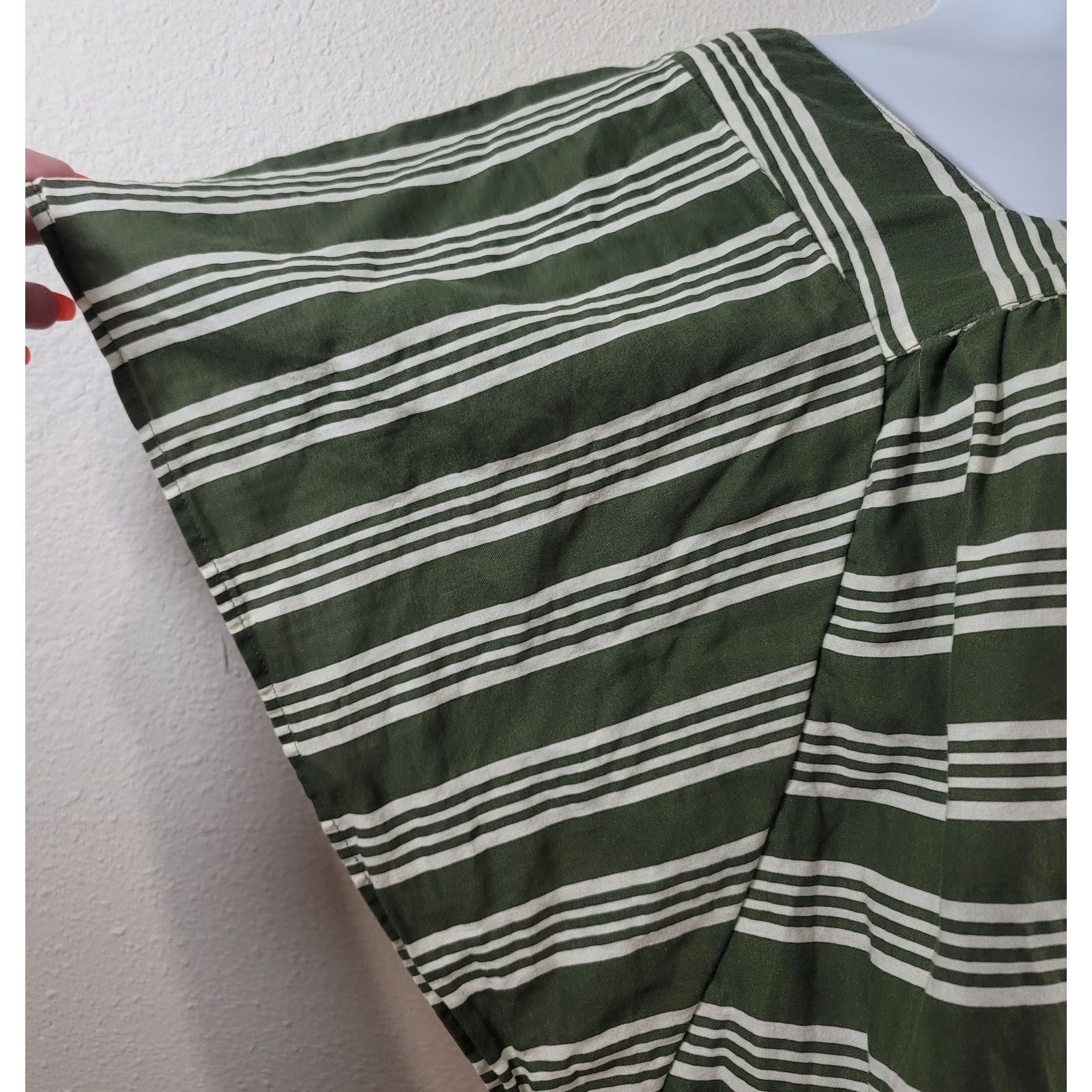 Other Time & Tru Green White Stripe Flowy Sleeves Top Large 12 14 Size L / US 10 / IT 46 - 6 Thumbnail