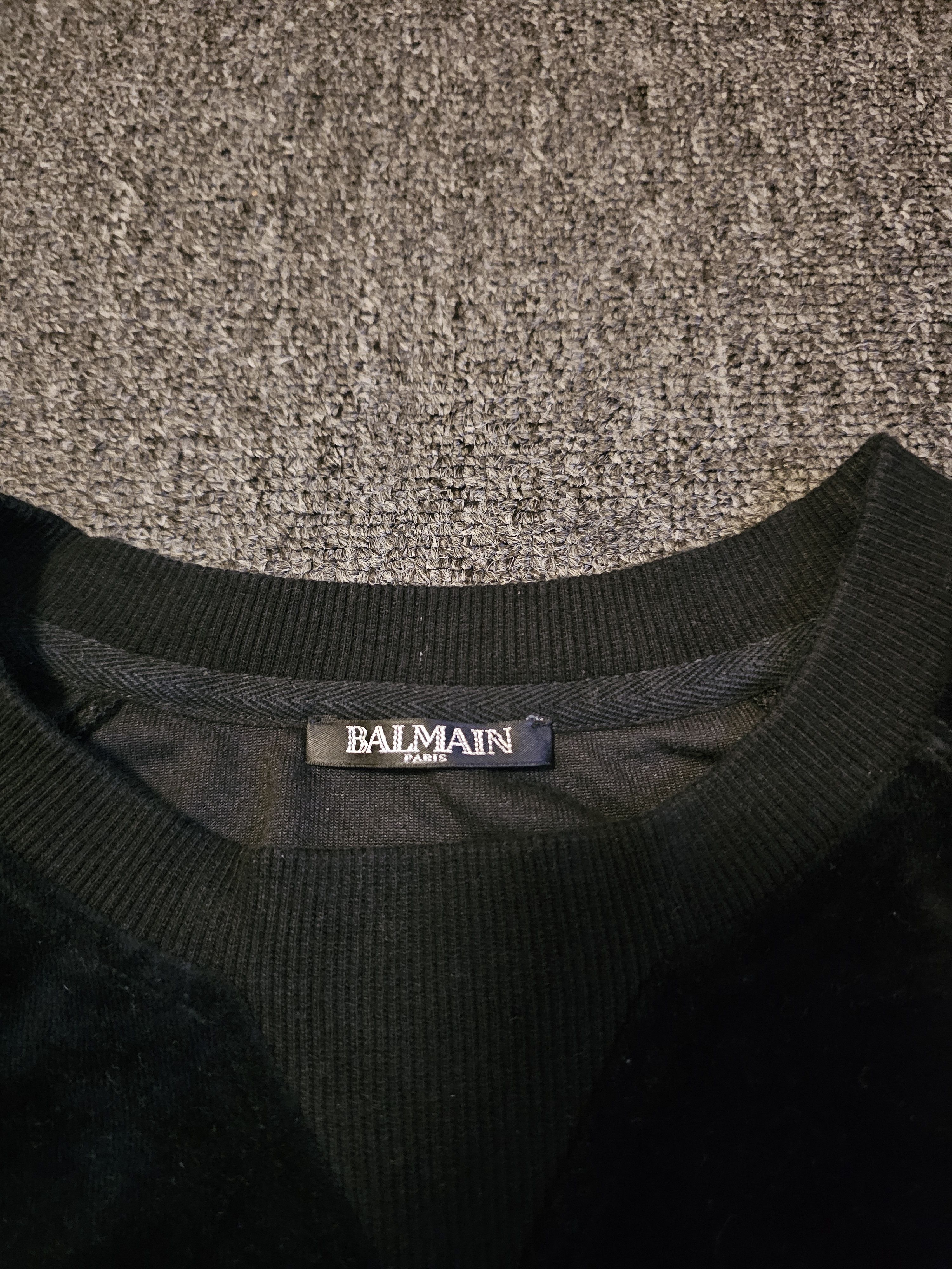 Balmain Balmain Men's Black Mercerised Cotton Sweatshirt Size XL Size US XL / EU 56 / 4 - 3 Thumbnail