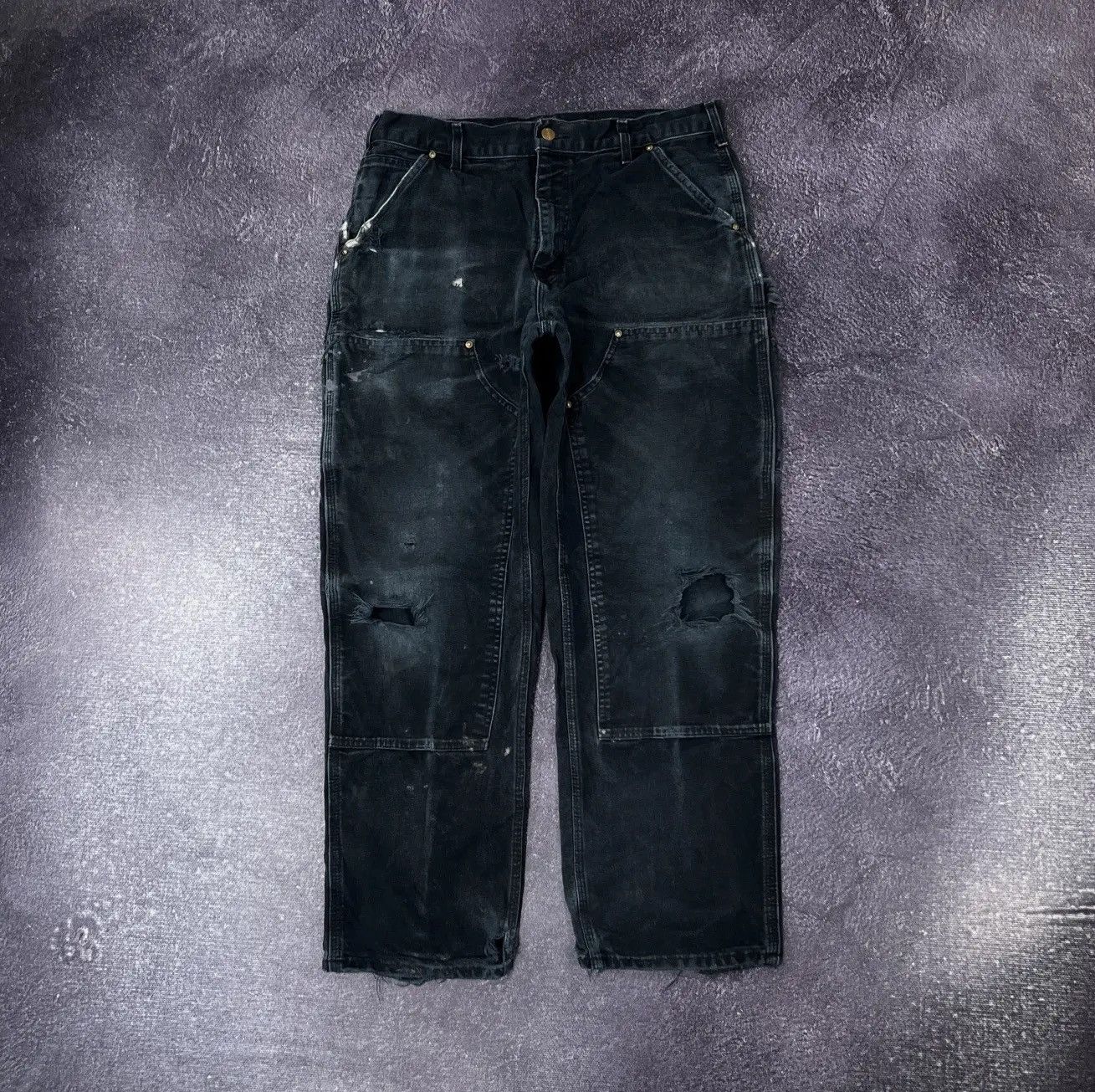 Carhartt Vintage 90s Carhartt Double Knee Faded Work Baggy Pants Size US 33 - 1 Thumbnail
