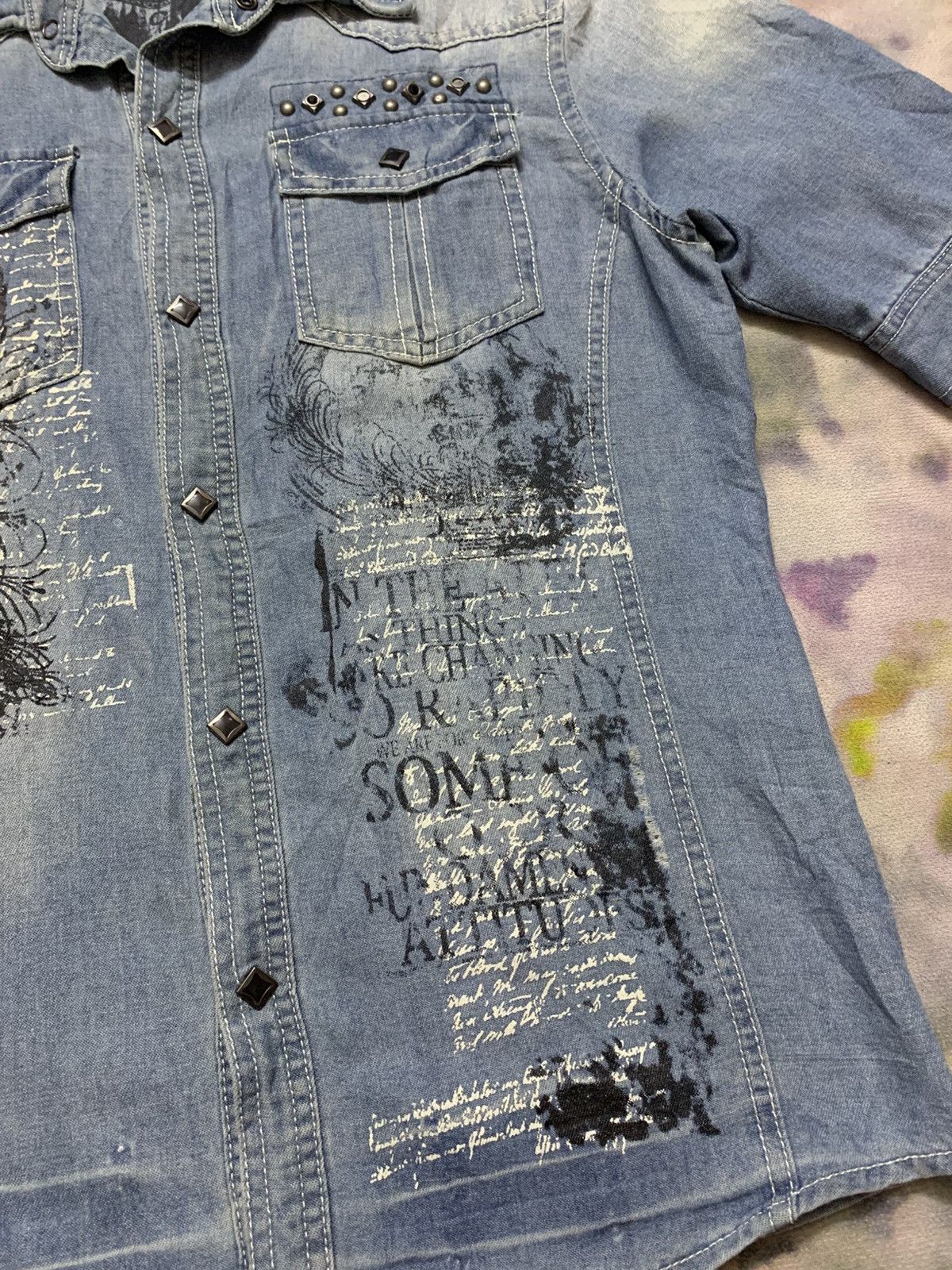 semanticdesign 2000’s Semantic - Tribal Poem Punk Grunge Chambray Shirt Size US S / EU 44-46 / 1 - 7 Thumbnail
