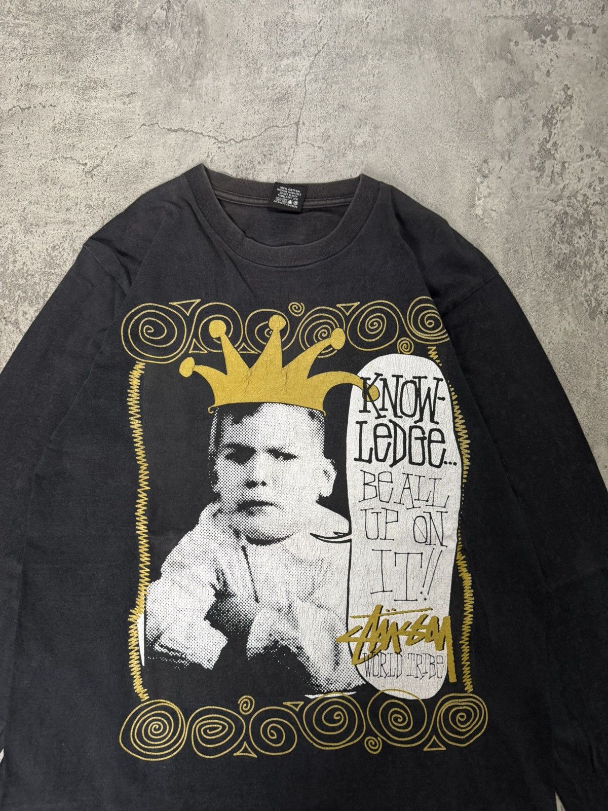 Stussy VINTAGE 00’S STUSSY WORLD TRIBE KIDS CROWN LONGSLEEVE SHIRT Size US M / EU 48-50 / 2 - 2 Thumbnail