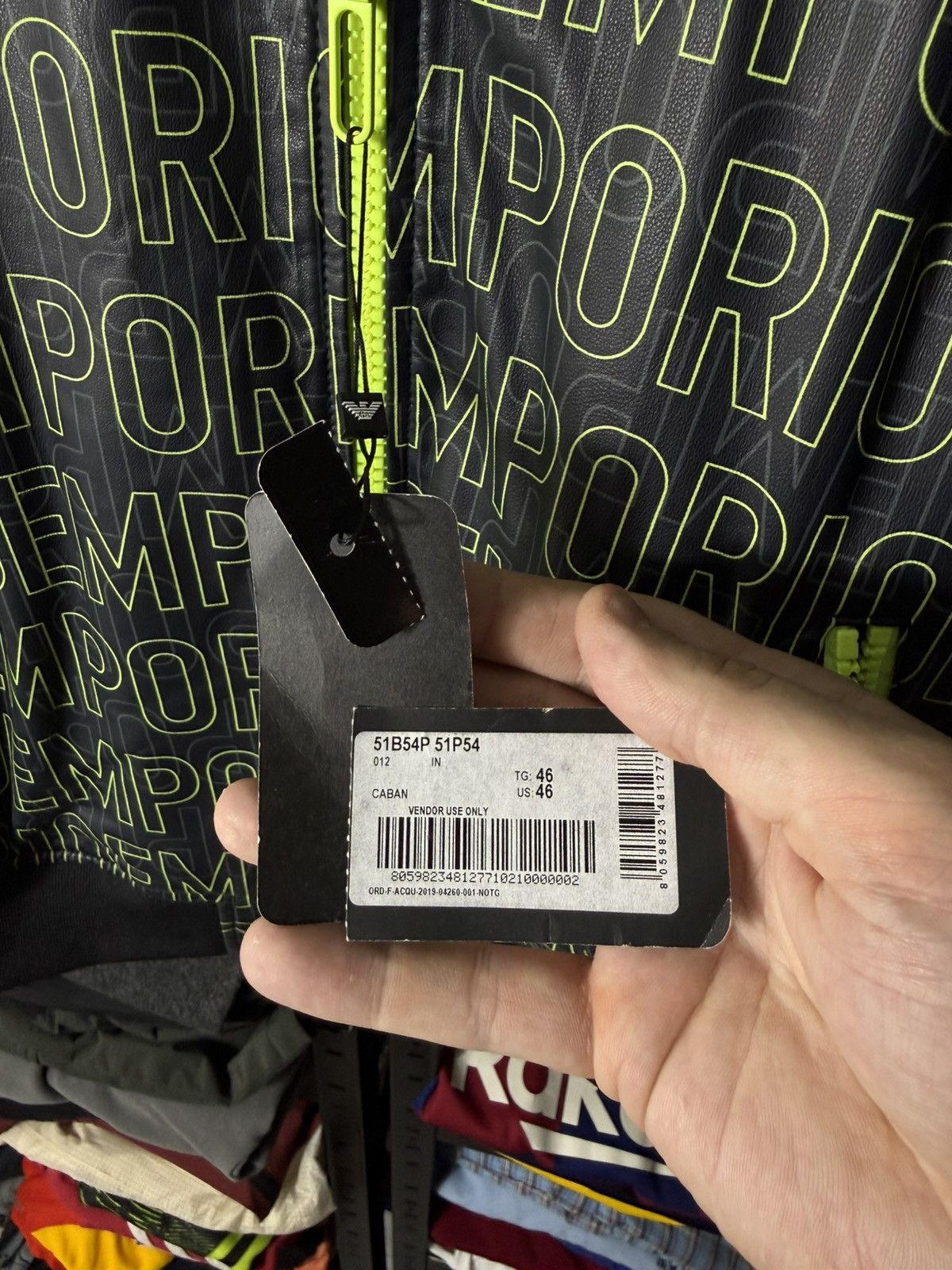 Emporio Armani Emporio Armani Leather Bomber Jacket Black Neon Full Zip Size US S / EU 44-46 / 1 - 7 Thumbnail