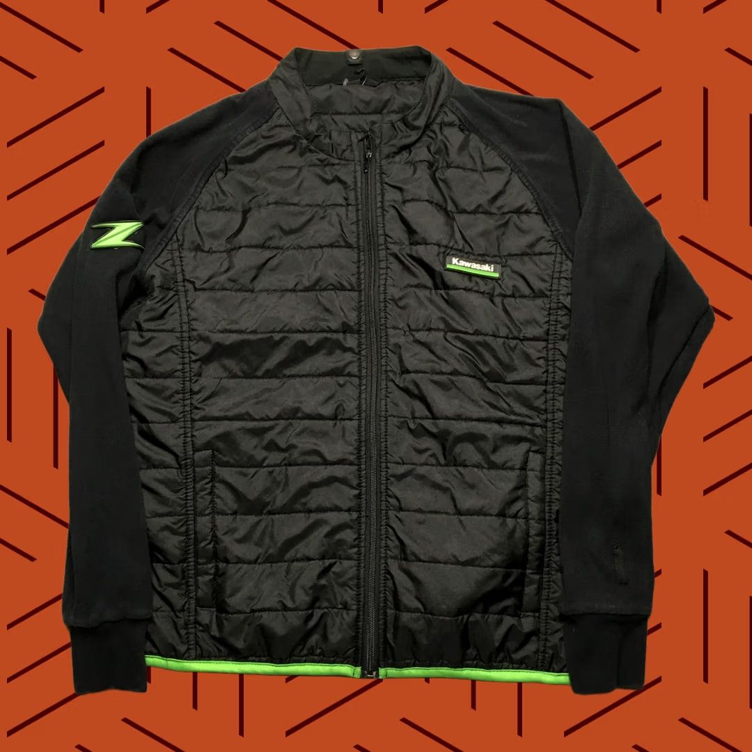Vintage Kawasaki Jacket Mens M Black Green Quilted Liner Only Motorcycle Zip Z Size US M / EU 48-50 / 2 - 1 Thumbnail