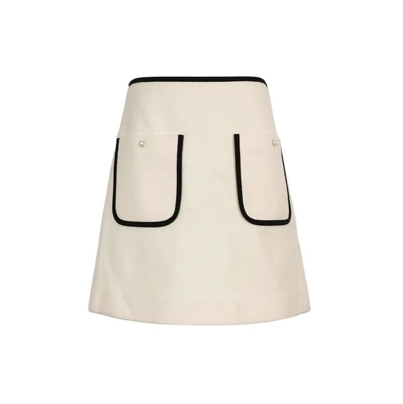 Miu Miu Miu Miu Beige Wool Embroidered Skirt 0089 Size 28" / US 6 / IT 42 - 1 Thumbnail
