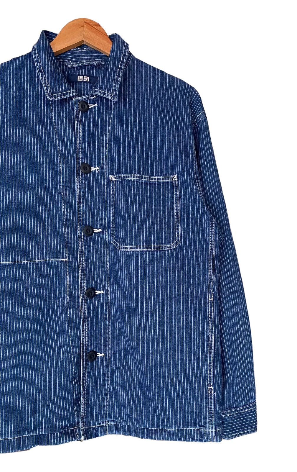 Uniqlo Rare UNIQLO Wabash Stripes Chore Denim Jacket sz M Size US M / EU 48-50 / 2 - 2 Thumbnail