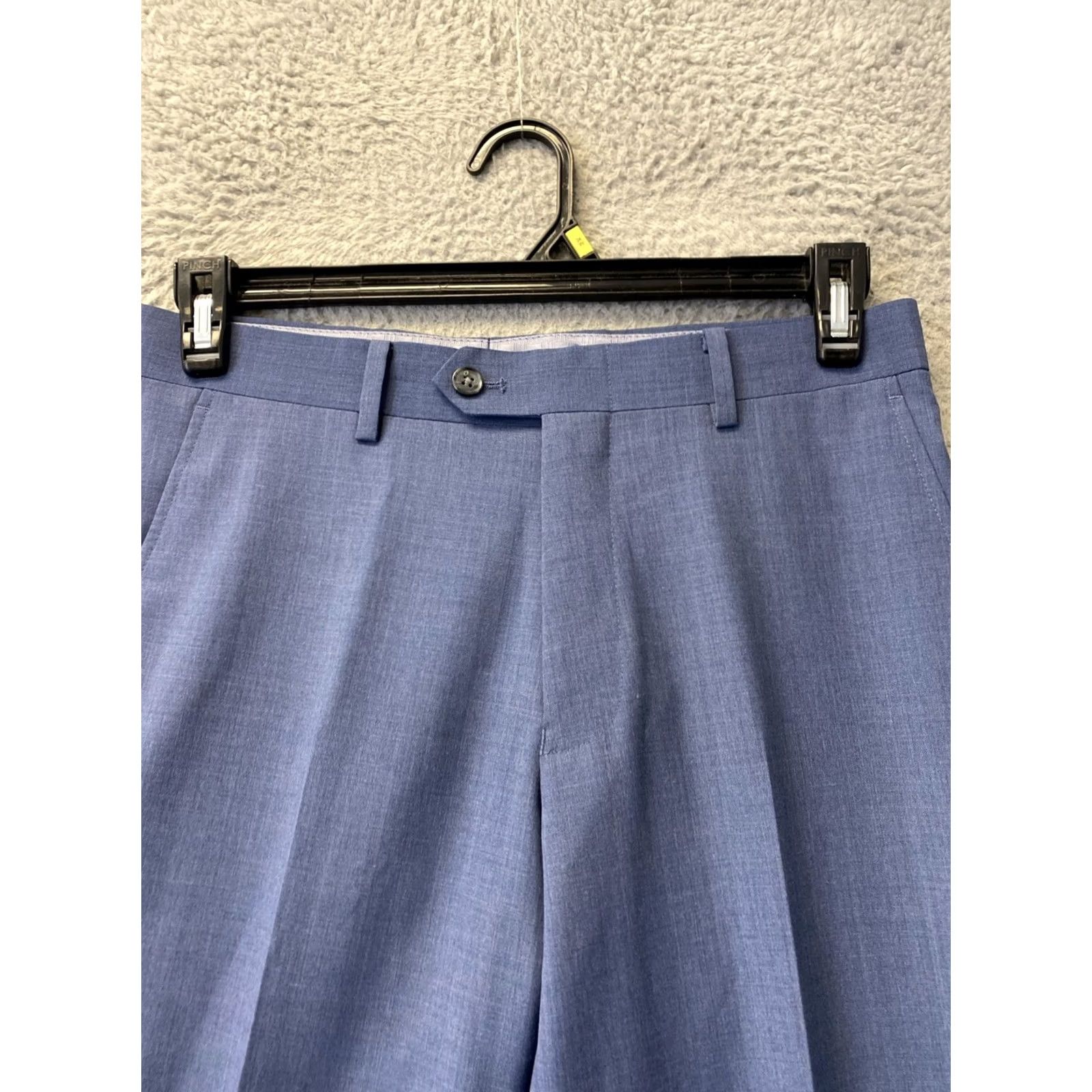Vintage Bar 111 Dress Pants MEN’s 30x32 Blue Slim Flat Front Button Zip Wool Workwear, Formal, Business, Wedding, Straight Leg, Regular, 30x32, Men Size US 30 / EU 46 - 2 Thumbnail