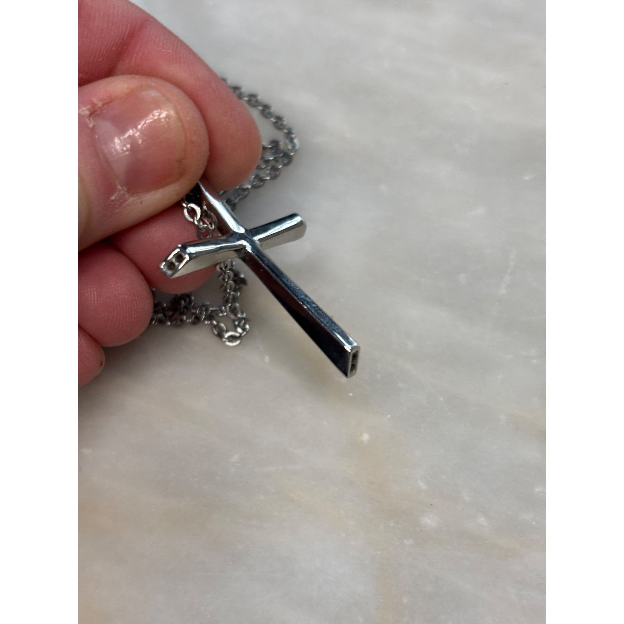 Other Stamped Chisel Sterling Silver Cross Pendant Necklace Size ONE SIZE - 8 Thumbnail