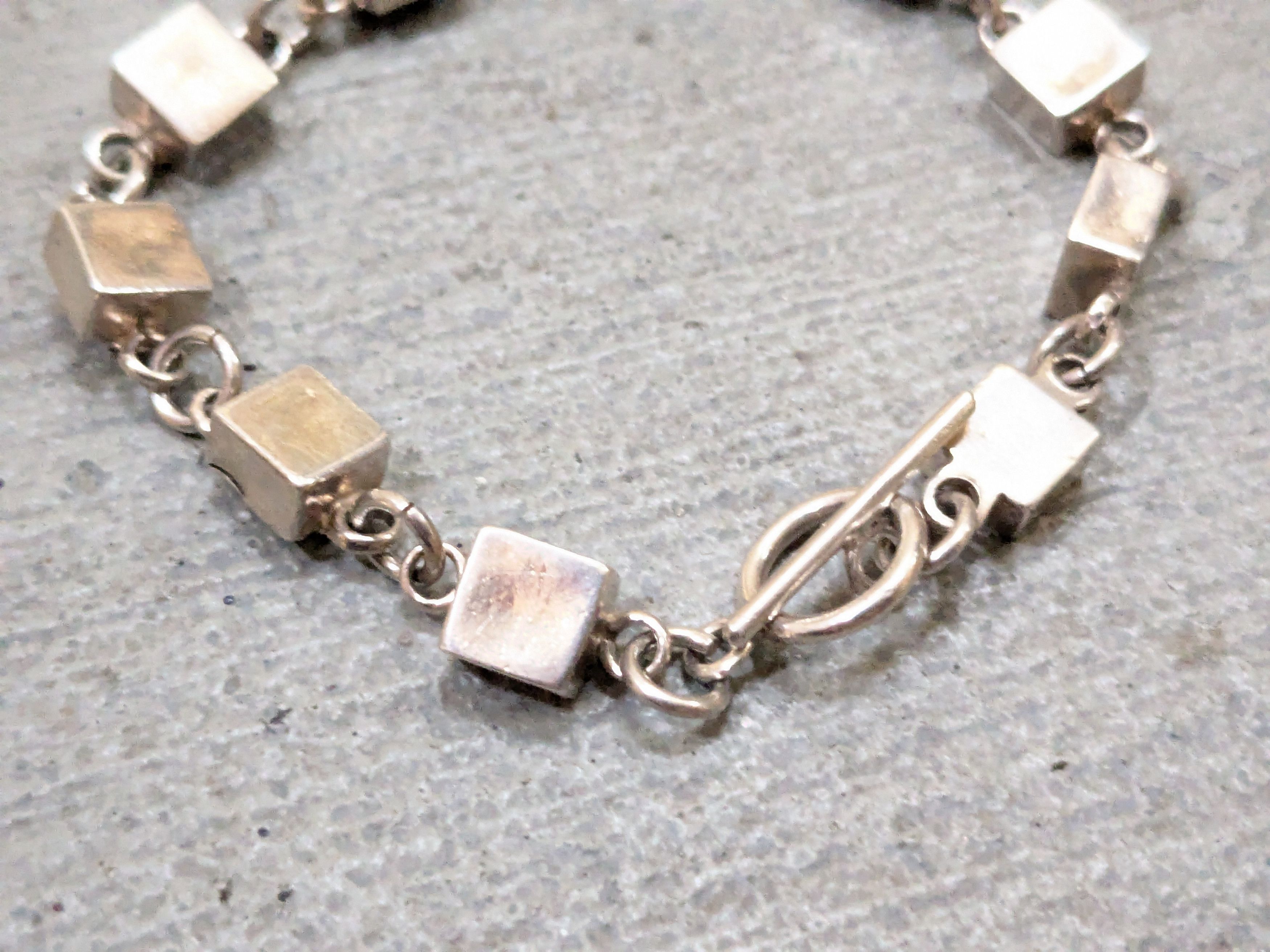 Other Vintage Sterling Silver Bracelet Square Chain Link Taxco Size ONE SIZE - 2 Thumbnail