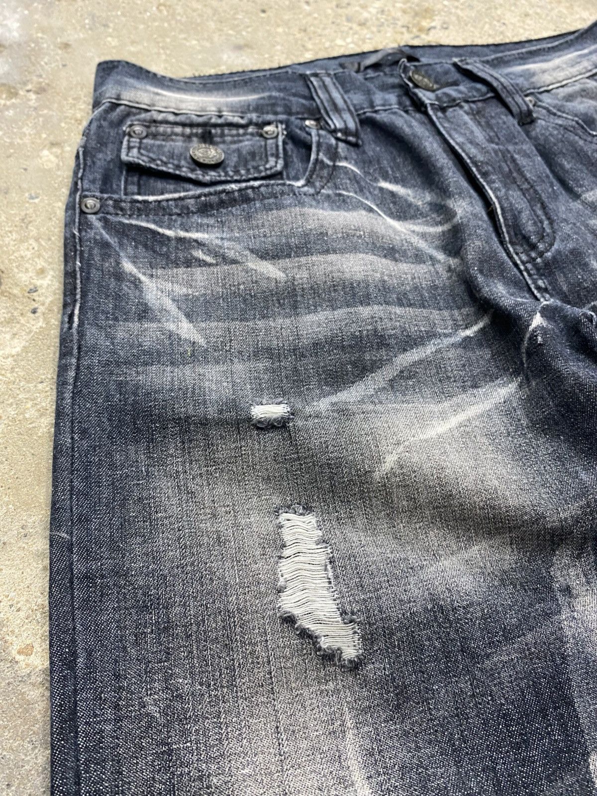 Japanese Brand Black baccara side laced jeans wash Size US 29 - 5 Thumbnail