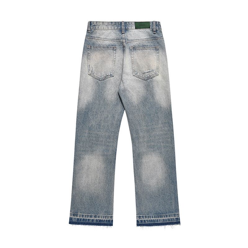 Vintage American retro street vibe washed distressed jeans for men Size US 32 / EU 48 - 2 Thumbnail