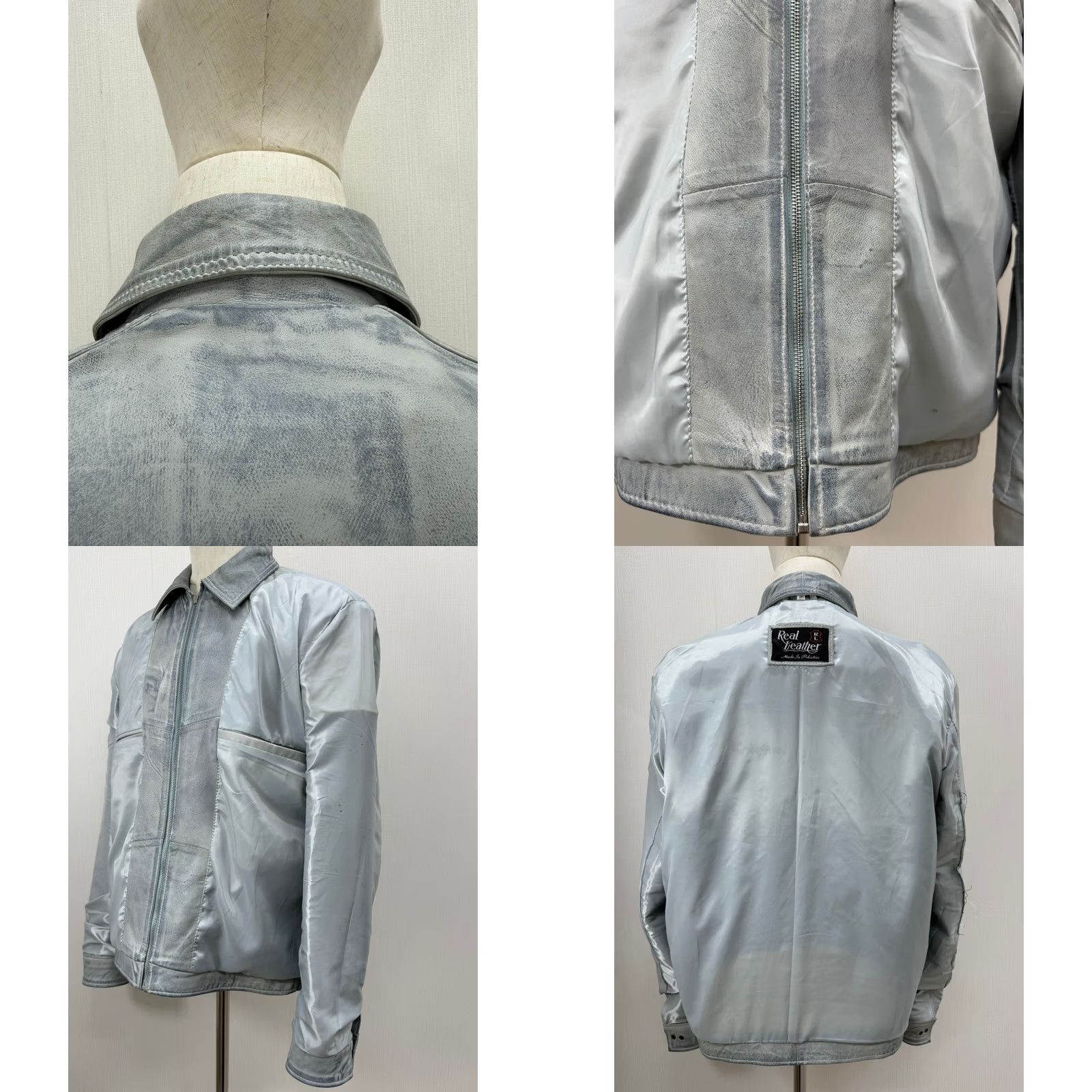 Vintage Men's Italian Sheepskin Genuine Leather Jacket Blue Coat L Size US L / EU 52-54 / 3 - 10 Thumbnail