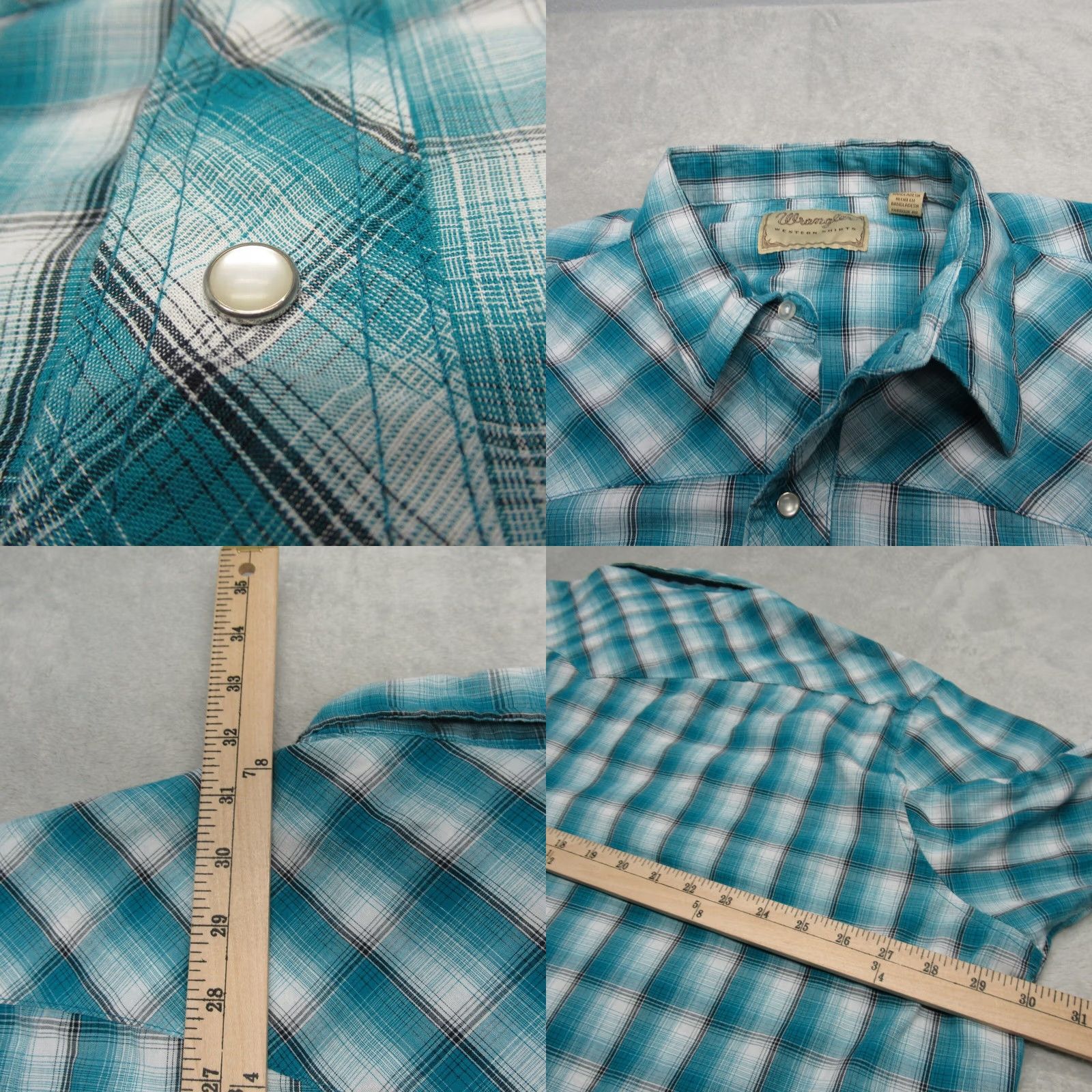 Wrangler Wrangler Western Shirt Mens 3XL Blue Plaid Pockets Short Sleeve Pearl Snap Front Size US XXL / EU 58 / 5 - 8 Thumbnail