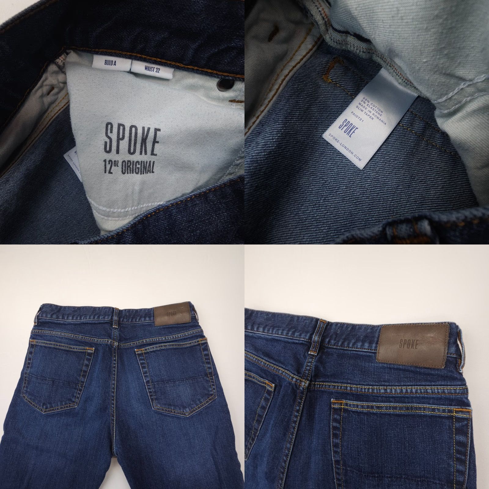 Vintage Spoke London Slim Taper Jeans Mens 32 Blue Dark Wash Stretch Denim Size US 32 / EU 48 - 8 Thumbnail