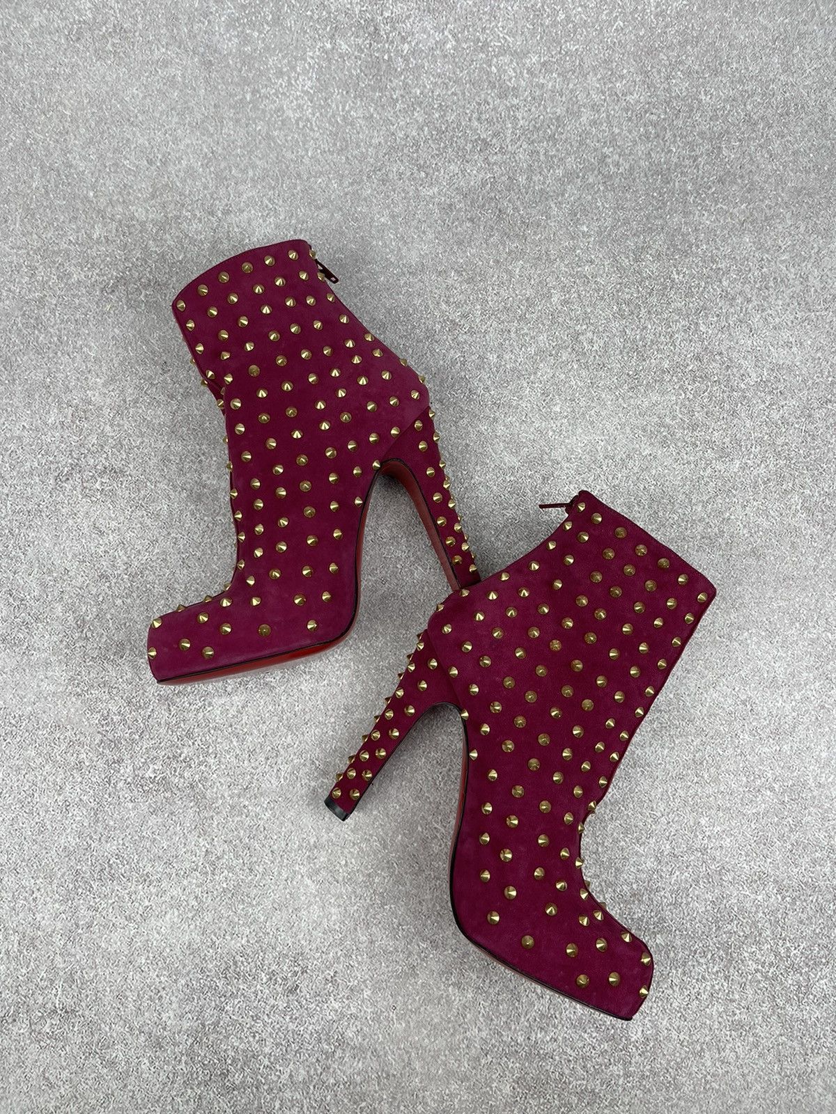 Christian Louboutin Christian Louboutin Ariella Clou Pink Suede Ankle Boots Size US 7.5 / IT 37.5 - 8 Thumbnail