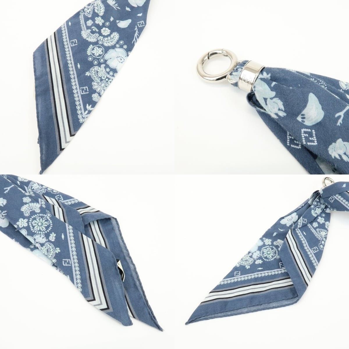 Fendi Fendi Logo Metal Cotton Bag Charm Blue Size ONE SIZE - 4 Thumbnail