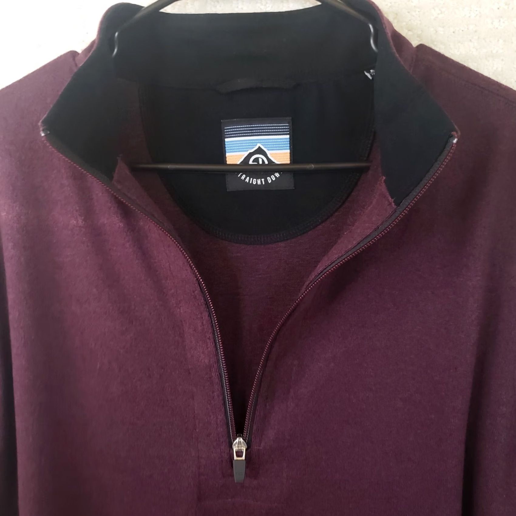 Logo 7 Straight Down Men Pullover Sweater M Maroon Long Sleeve 1/4 Zip Logo Embroidered Mock Neck Knit Casual Workwear Golf Outdoor Men Size US M / EU 48-50 / 2 - 4 Thumbnail