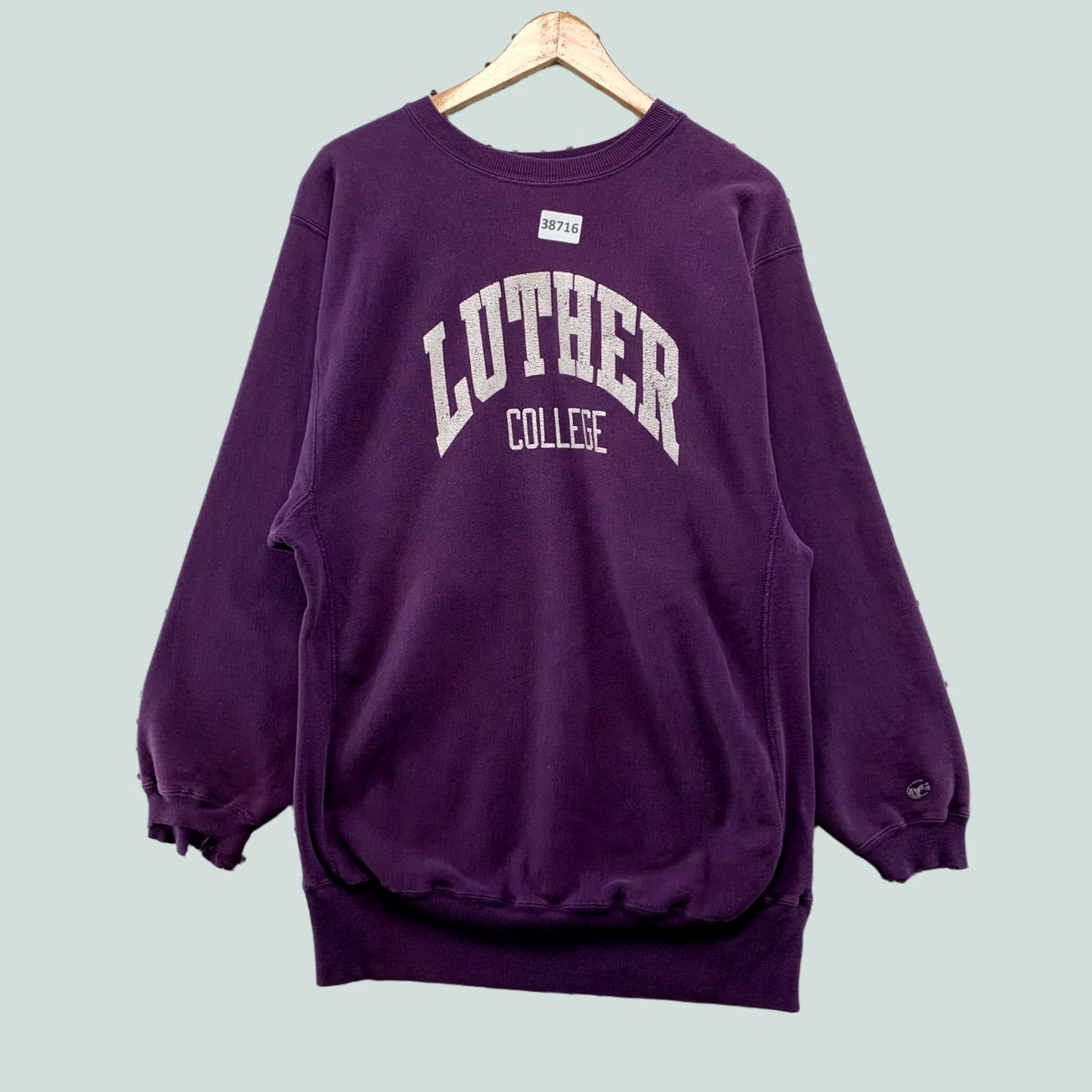Champion VINTAGE 90s Luther College Sweatshirt Mens 2XL Purple Reverse Weave USA Size US XXL / EU 58 / 5 - 1 Thumbnail