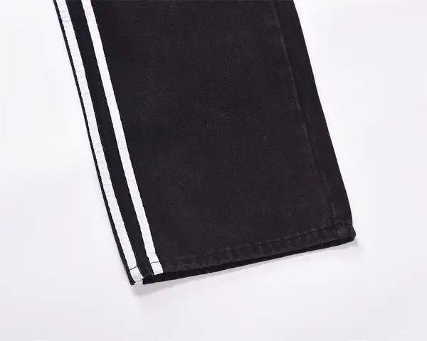VIBE Men's hip-hop side stripe stitching straight wide-leg jeans Size US 32 / EU 48 - 5 Thumbnail