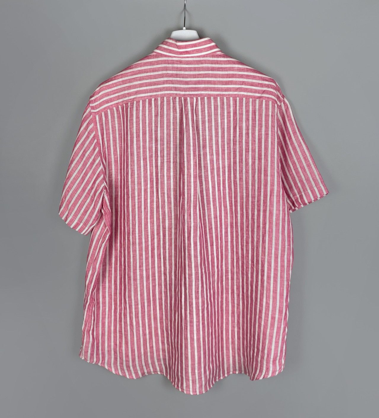Canali Men's CANALI Linen Pink Striped Short Sleve Shirt Size 2XL Size US XXL / EU 58 / 5 - 4 Thumbnail