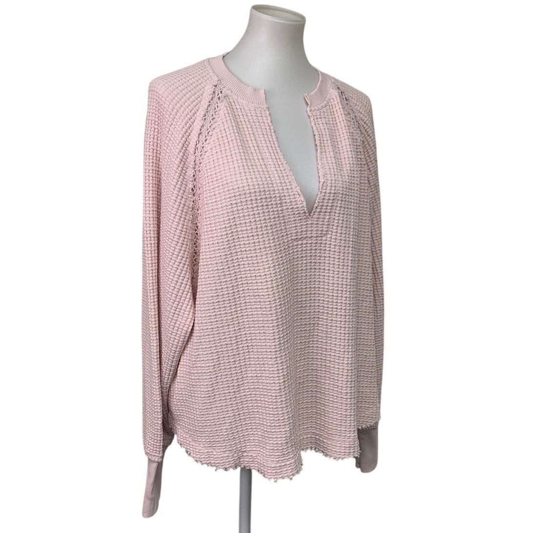 American Eagle Outfitters American Eagle Womens Medium Waffled Lace Deep VNeck Sweater Size M / US 6-8 / IT 42-44 - 1 Thumbnail