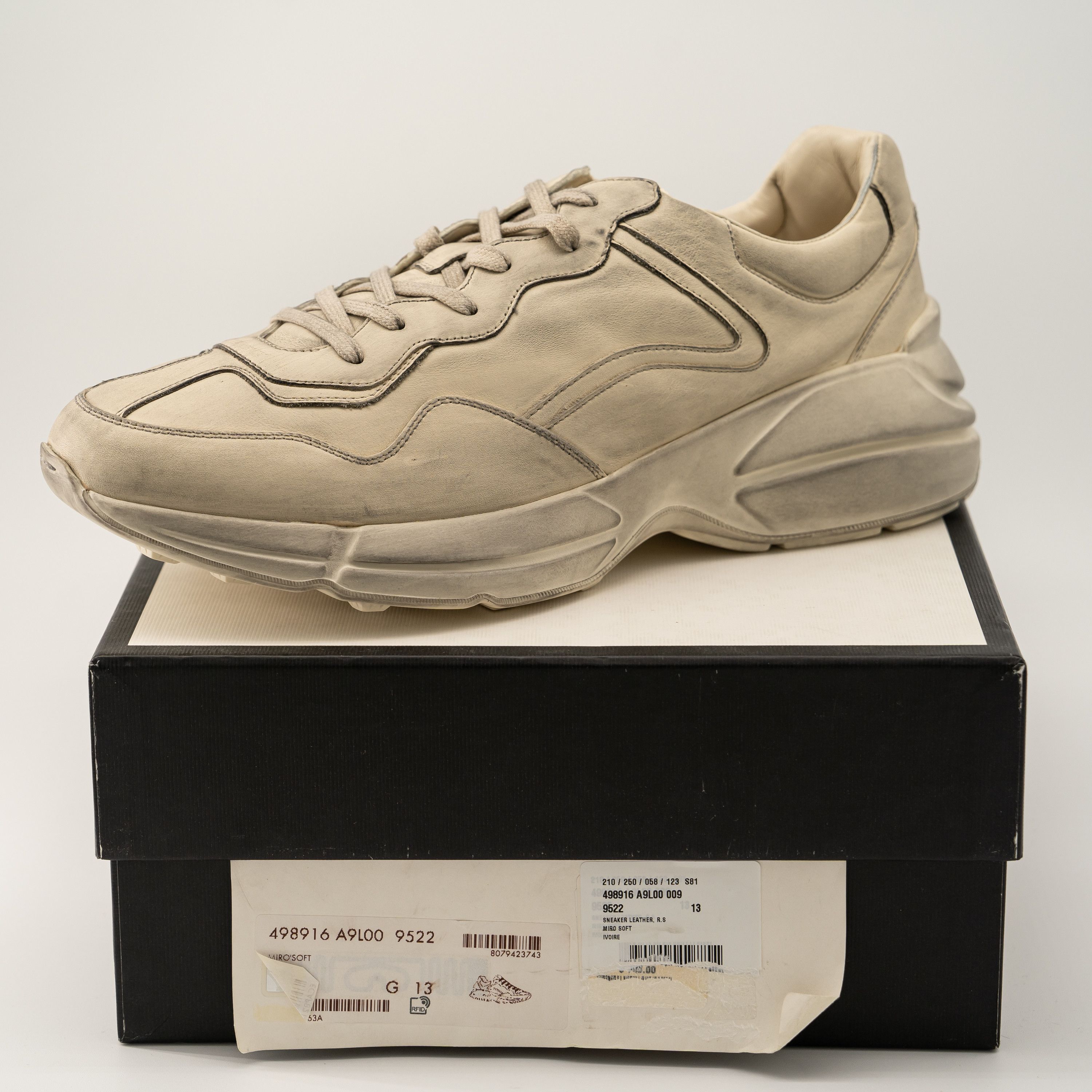 Gucci size 13G - Gucci Rhyton Distressed Sneaker Ivory Leather Size US 12.5 / EU 45-46 - 7 Thumbnail