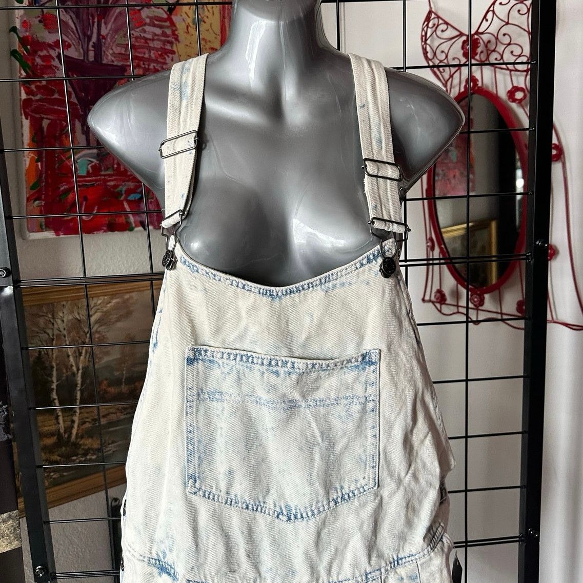 Other wild fable acid wash overall jean shorts Size 32" / US 10 / IT 46 - 2 Thumbnail
