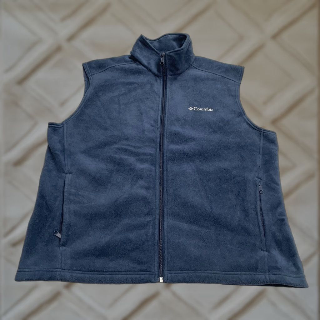 Vintage Columbia Vest Mens XL Blue Full Zip Fleece Steens Mountain Outdoor Hiking Jacket/Coat Mid-Length Stand-Up Collar Breathable Pockets Reg Size US XL / EU 56 / 4 - 1 Thumbnail
