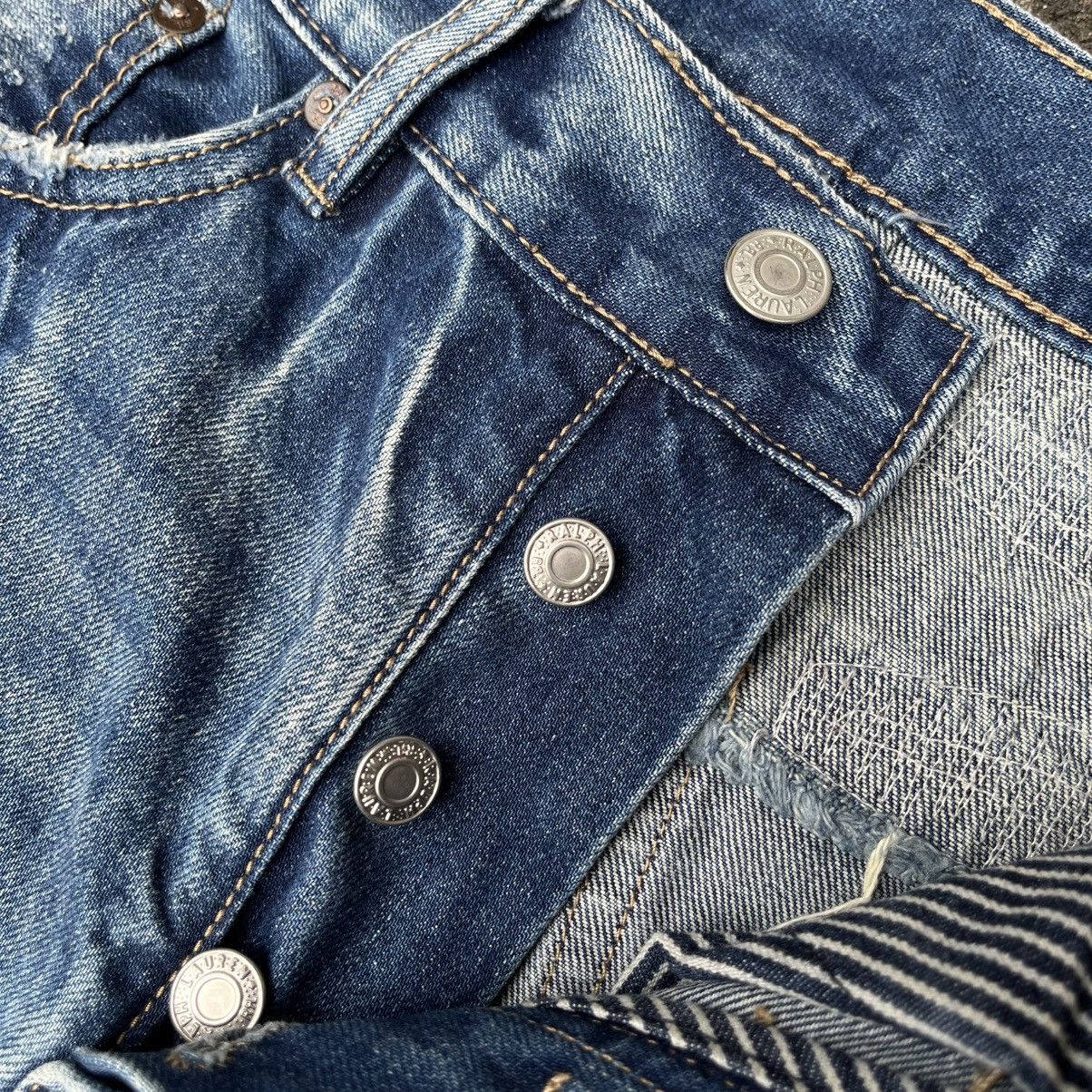RRL Ralph Lauren Vintage Double RL Cut 528 Slim Boot Distressed Denim Size US 31 - 10 Thumbnail
