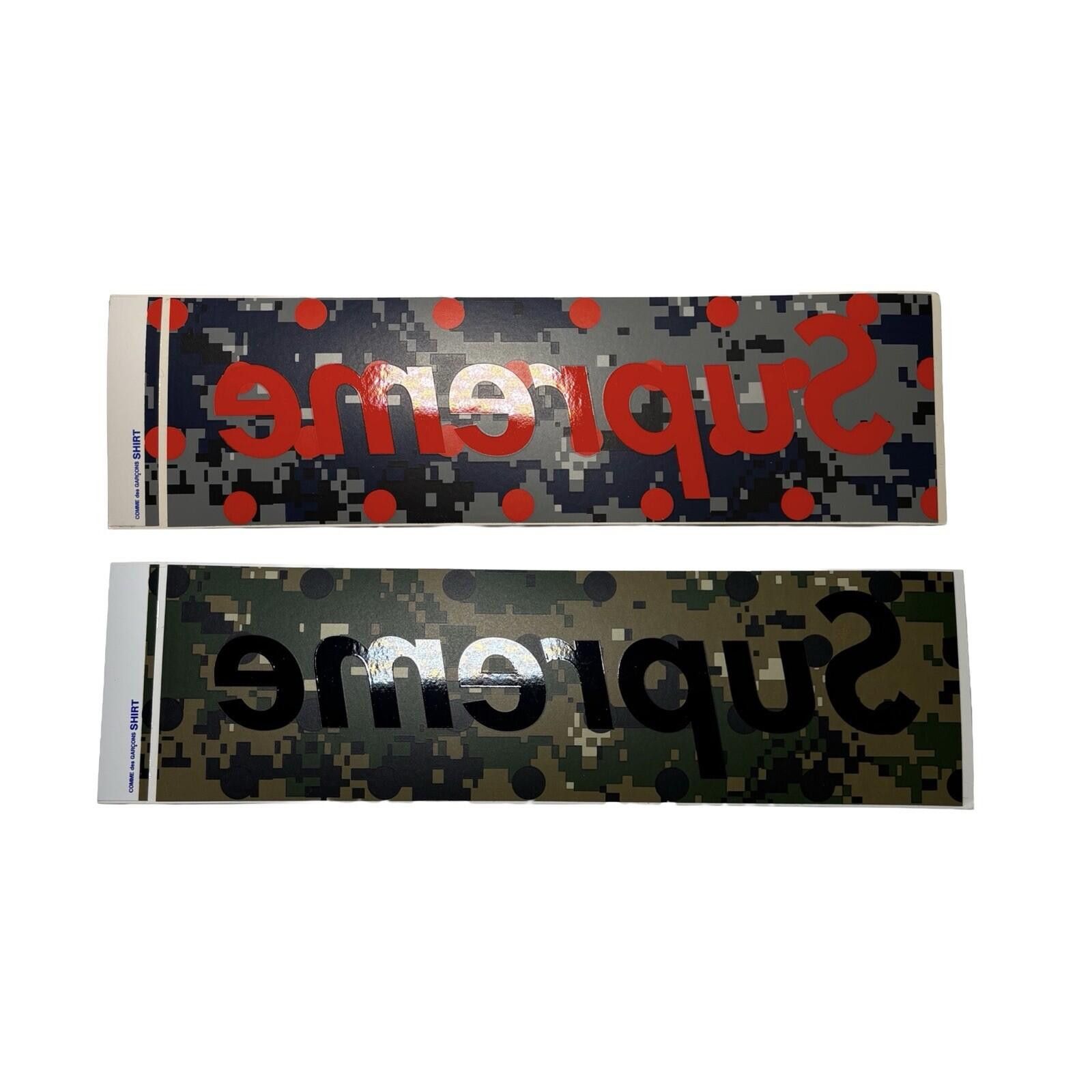 Set of Supreme CDG Digi Camo Box Logo Stickers (Navy+Green)