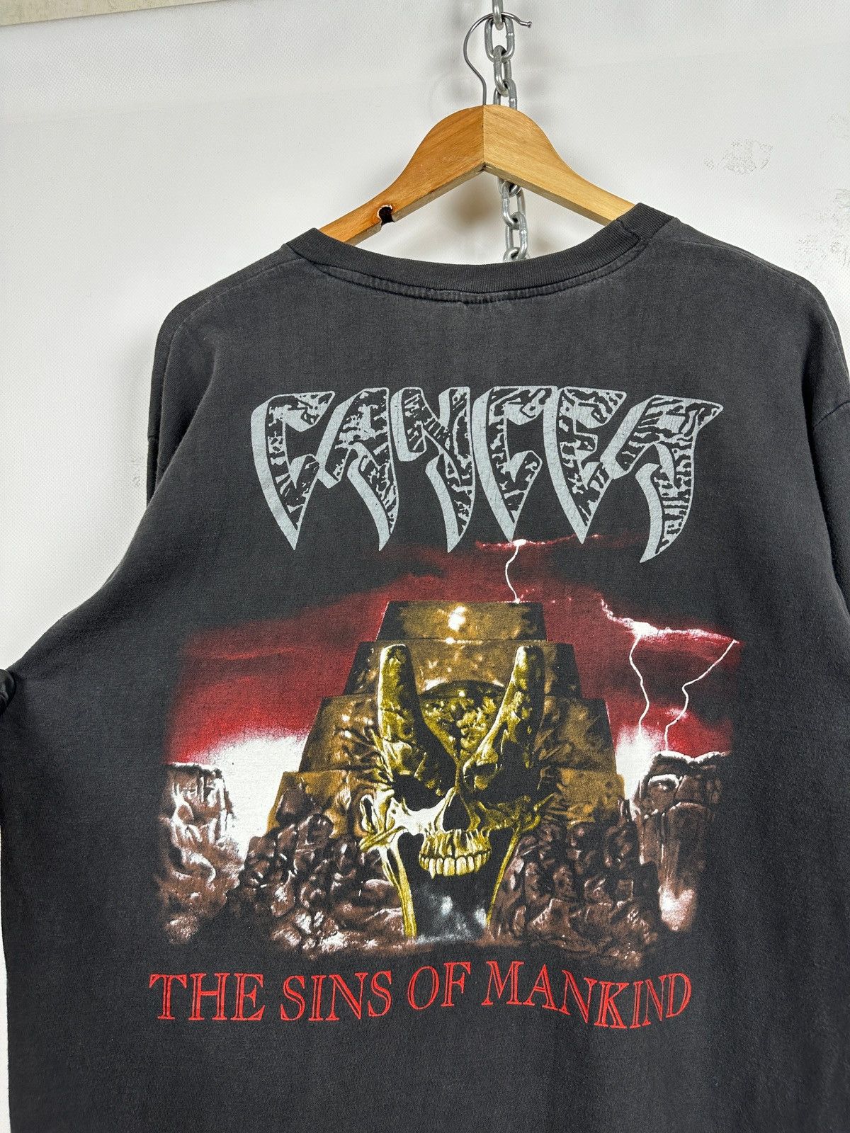 Band Tees 1993 Vintage Cancer Sins Of Mankind Long Sleeve T-Shirt Size US XL / EU 56 / 4 - 10 Thumbnail