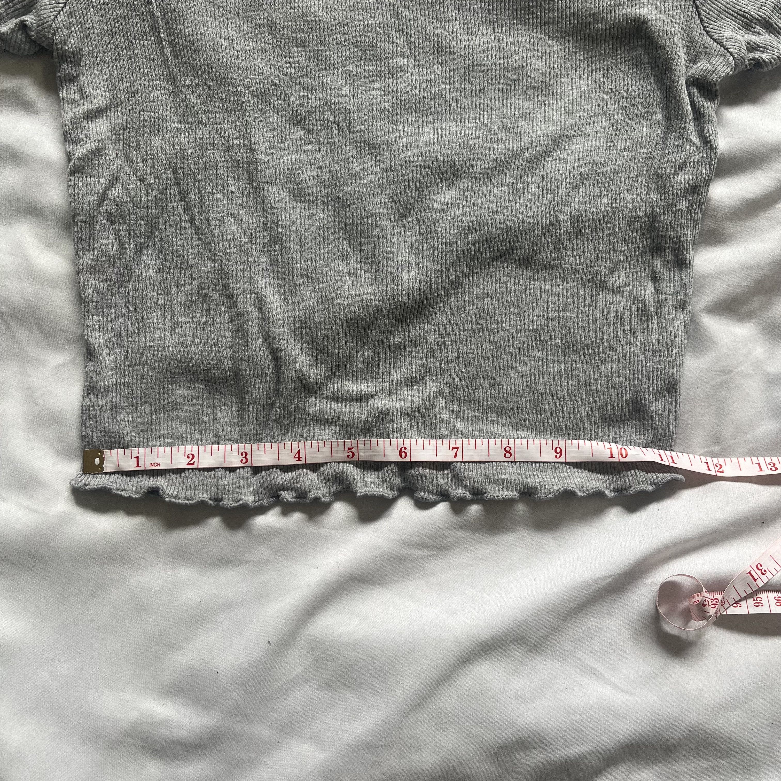 Target Basics Wild Fable Gray Crop Top with Lettuce Hem Size XS / US 0-2 / IT 36-38 - 4 Thumbnail
